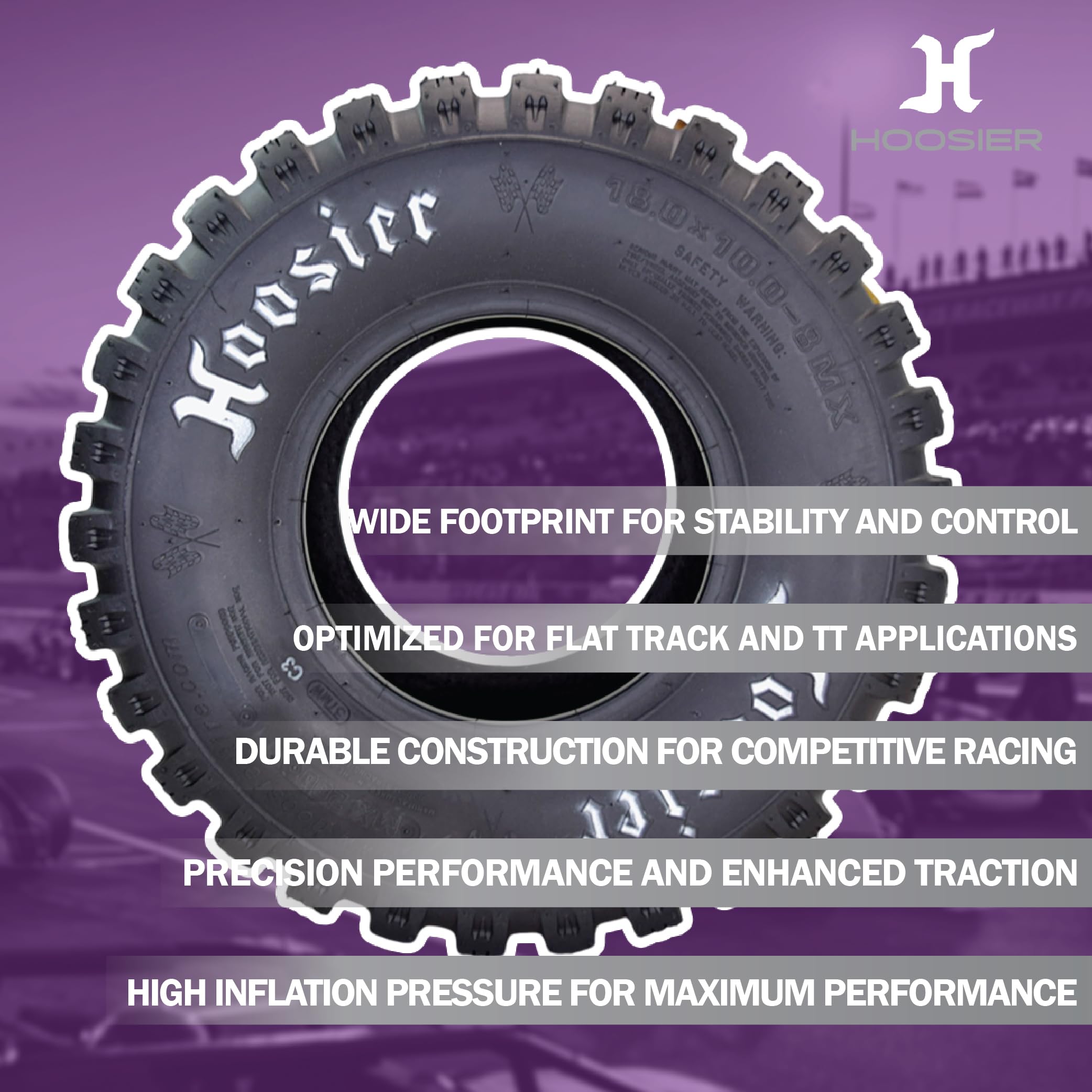 Hoosier ATV MX200 Motocross Tire 18.0X10.0-8 for Off-Road Racing - Includes Free Hoosier Keychain - Durable Performance for Dirt Bikes, ATVs & UTVs on Trails, Tracks & Mud Terrain