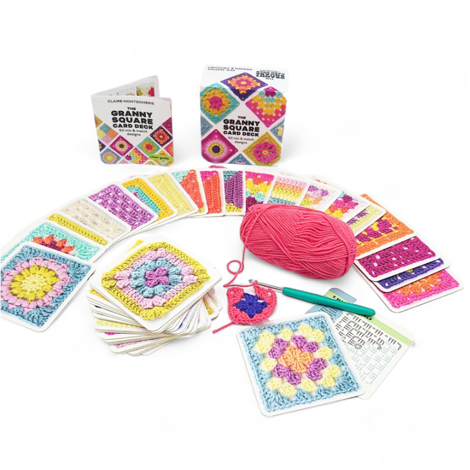 Podafu 50 Mix & Match Granny Square Knitting Patterns - Crochet Card Deck for Adults | DIY Knitting Kit for Blankets, Bags & Home Decor Projects