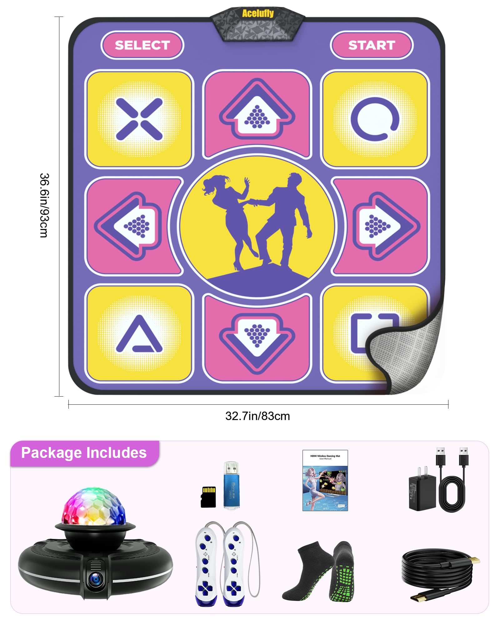 Electronic Dance Mat with Multiple Modes - Non-Slip HD Camera TV Dance Game Mat for Kids & Adults | Perfect for Christmas, Birthday & Valentine's Gifts | Fun Family Game Night & Fitness Activity