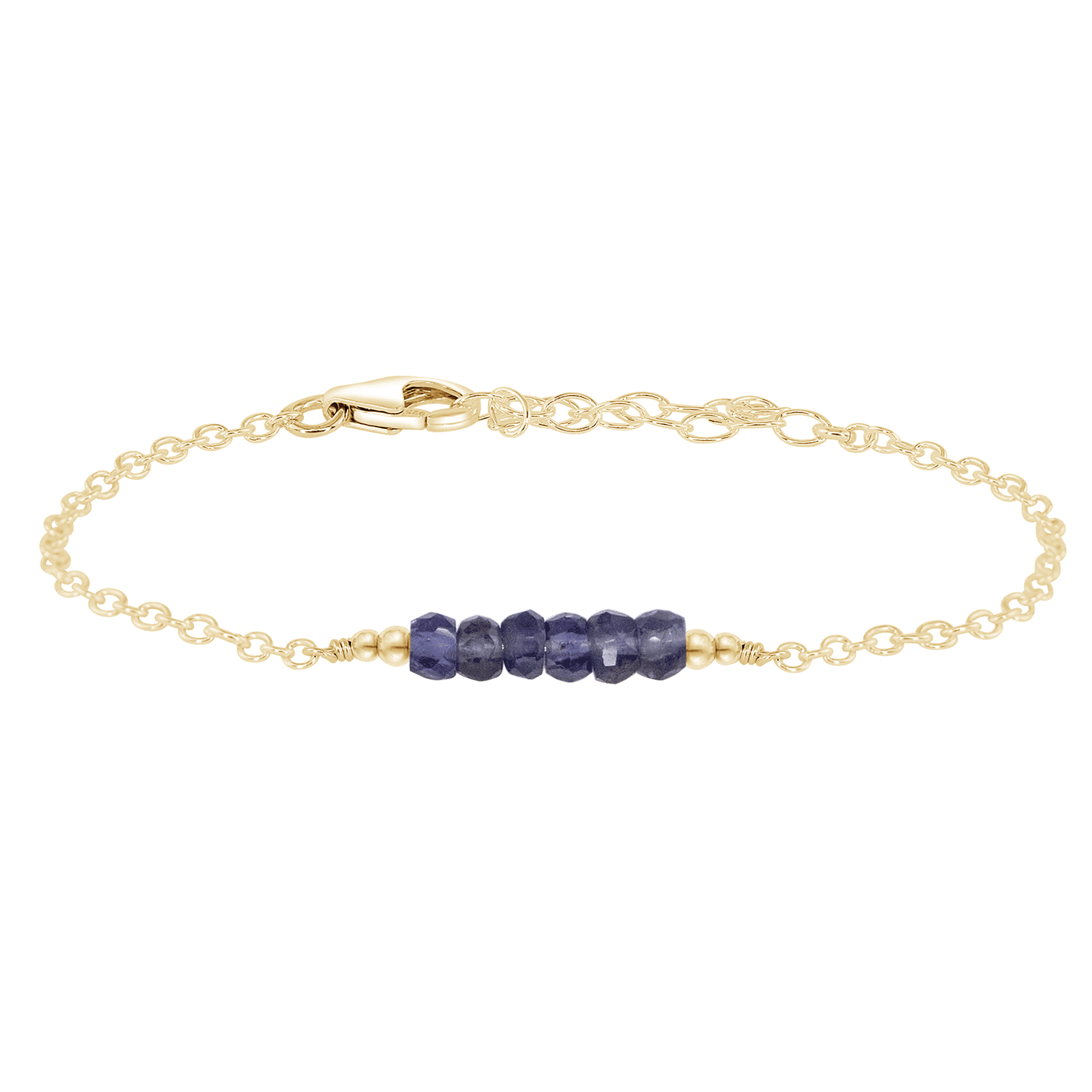 Sparkling Grey Iolite Gemstone Faceted Bead Bar Bracelet for Women - Handmade Adjustable Crystal Healing Jewelry for Meditation, Yoga & Spiritual Gifts