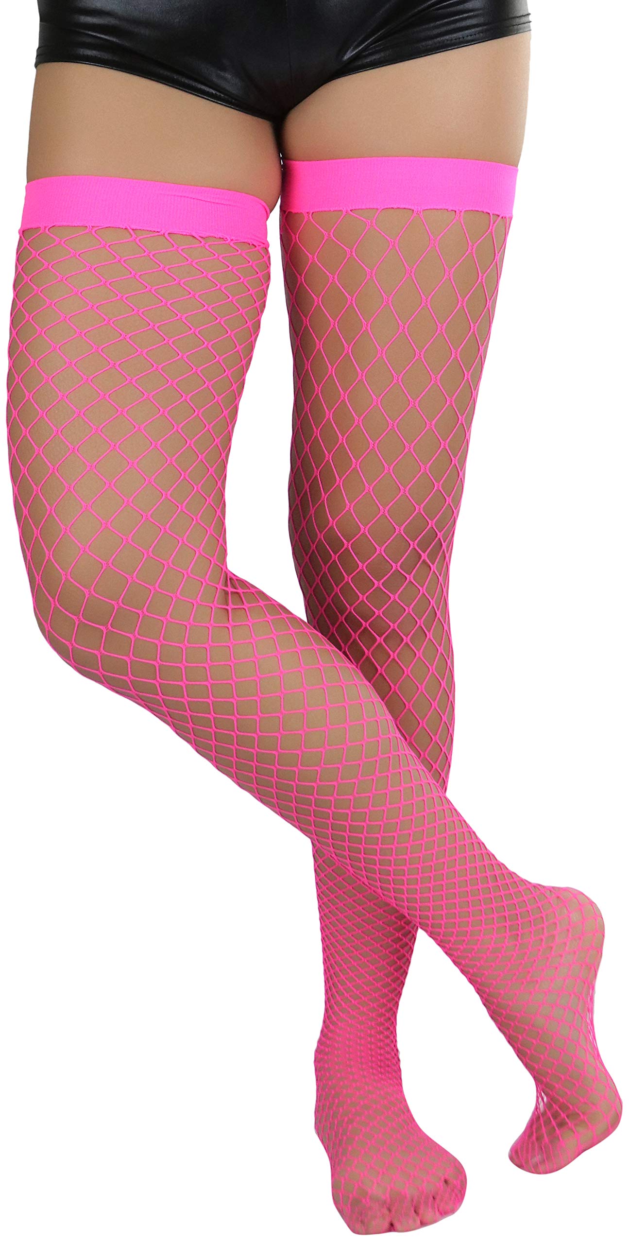 ToBeInStyle Women's Bright & Vibrant Fishnet Thigh High Stockings - Sexy Fashion Hosiery for Parties, Cosplay & Night Out