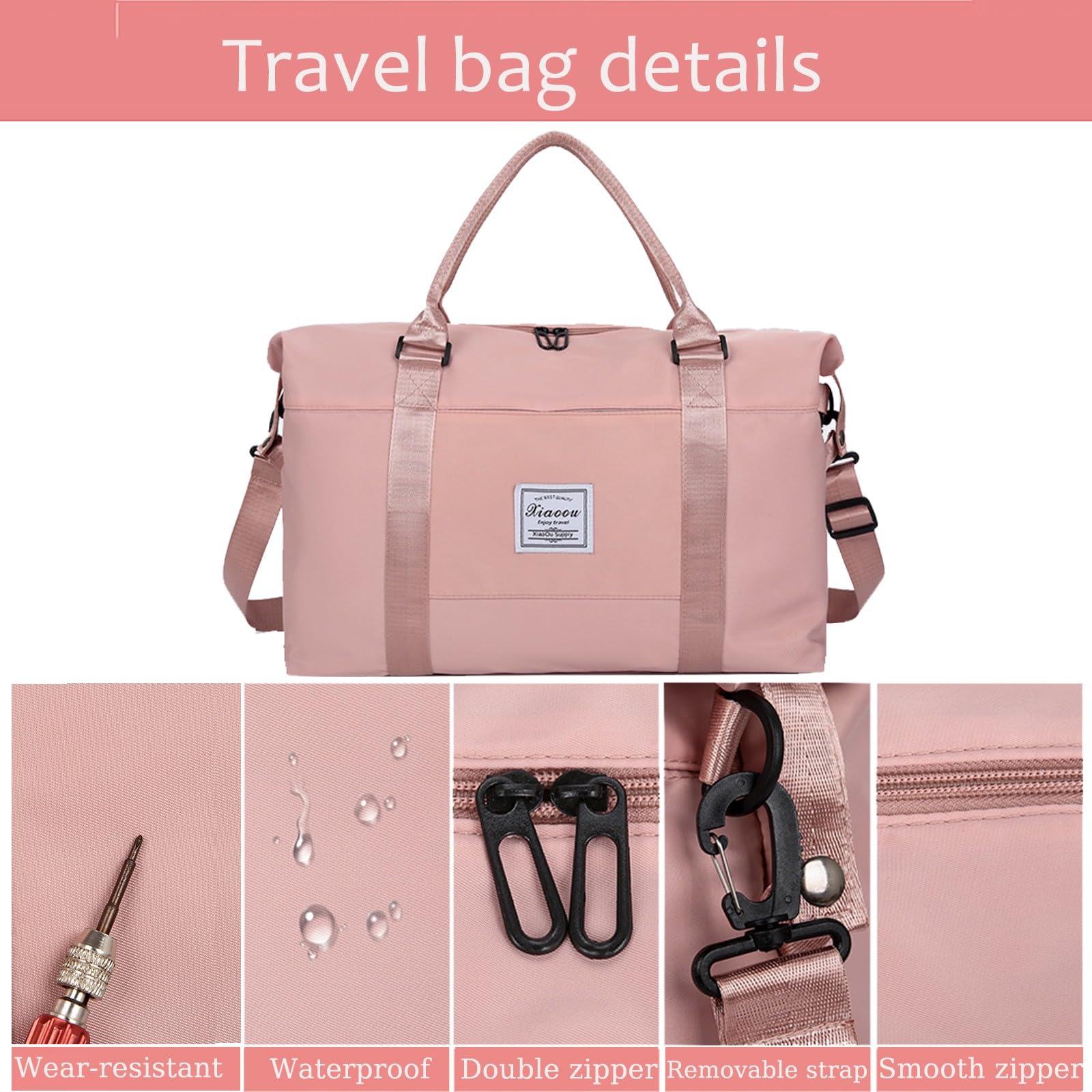 KARRESLY Women's Waterproof Travel Duffel Bag - Gym Tote & Weekender Overnight Shoulder Bag for Sports, Workouts & Weekend Getaways (Grey)