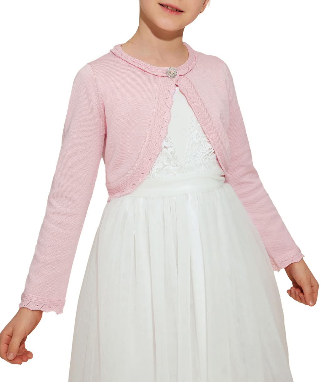 Danna Belle Girls Cardigan Sweaters - Long Sleeve Shrug Bolero Jacket for Girls Size 3-12 | Cute & Cozy Knitwear for School, Parties, and Everyday Wear