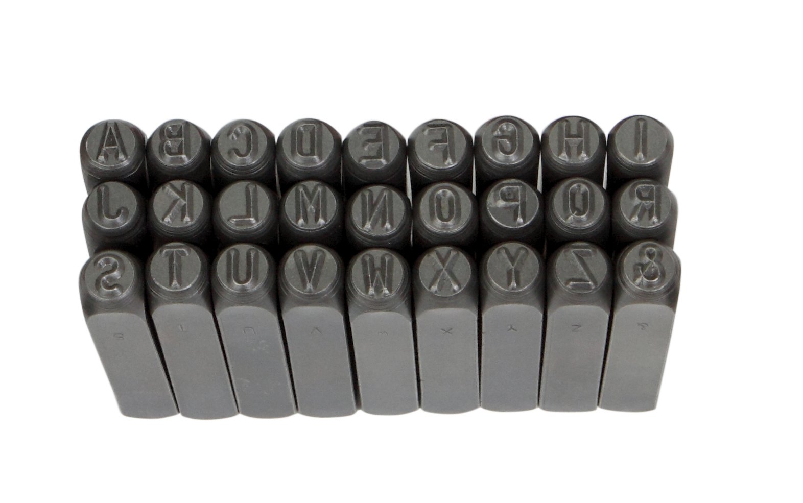Groz 26103 4mm Steel Letter Stamps Set - Durable Metal Alphabet Stamps for Leather, Wood, Metal Crafting - Perfect for DIY Projects, Jewelry Making, and Personalized Gifts