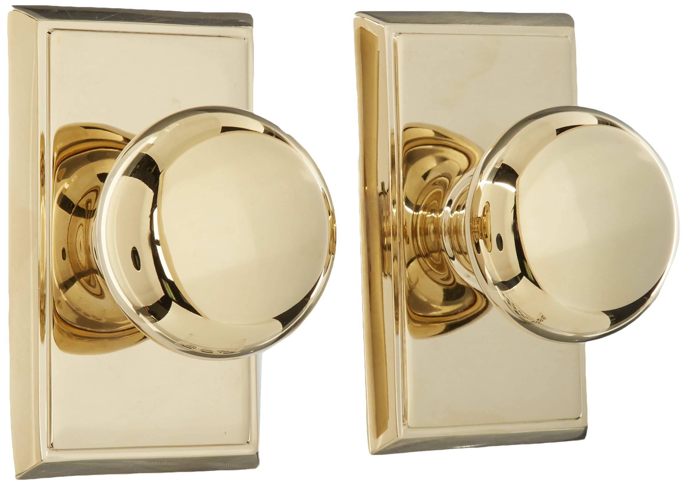 Providence Door Set with Round Brass Knobs - Double Dummy in Polished Brass - Premium Interior Door Hardware for Bedroom, Bathroom & Closet Doors