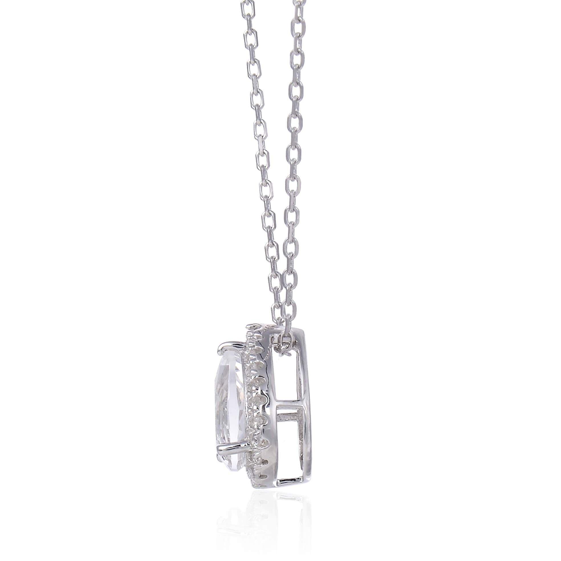 White Topaz Teardrop Necklace for Women - Elegant Sterling Silver Pendant Jewelry Gift for Birthday, Anniversary & Special Occasions | Perfect for Weddings, Parties & Everyday Wear