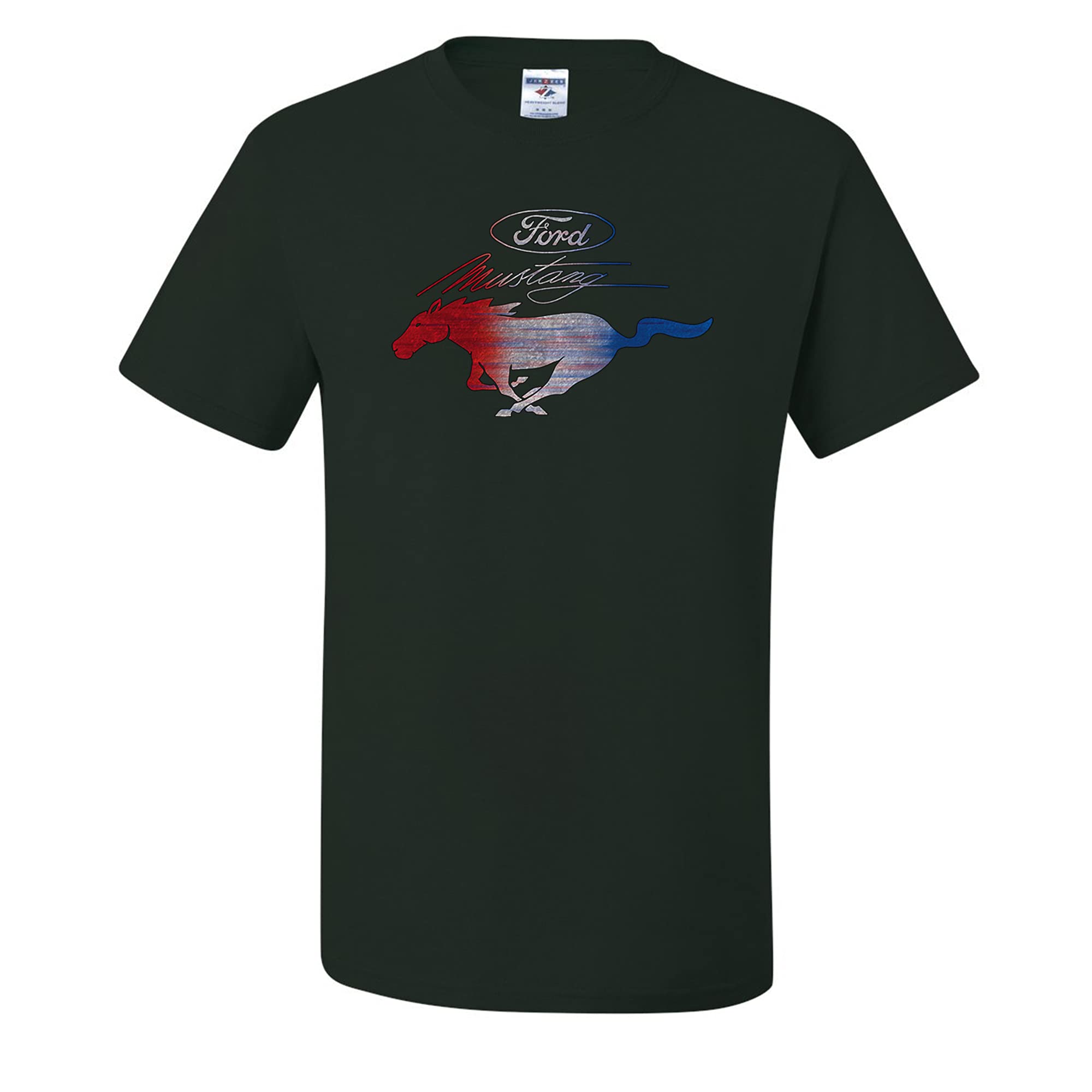 Official Licensed Ford Mustang Pony American Flag T-Shirt for Men - Patriotic US Flag Graphic Tee for Casual Wear, Car Enthusiasts & Independence Day