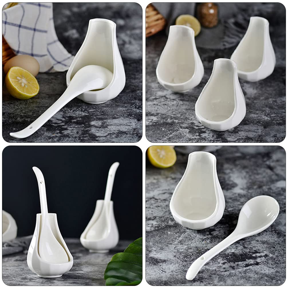 2-Pack Ceramic Spoon Rest Set - Durable Kitchen Utensil Holder for Soup & Cooking Spoons - Stylish Tableware Organizer for Countertop, Dining Table & Kitchen Storage - Perfect for Cooking, Serving & Entertaining