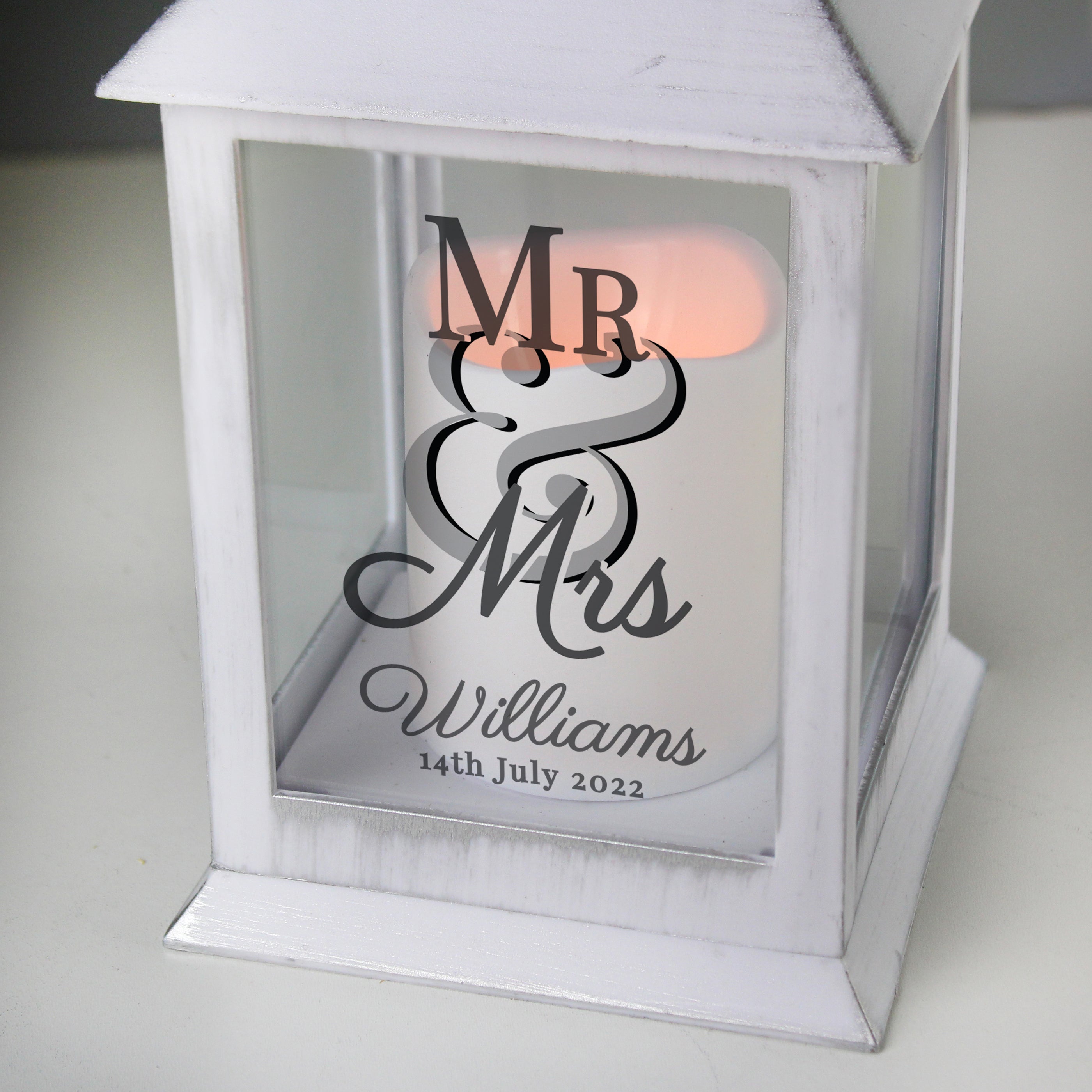Personalized Mr & Mrs White Lantern - Elegant Wedding Decor, Anniversary Gift, Romantic Outdoor Lighting for Garden, Patio & Backyard