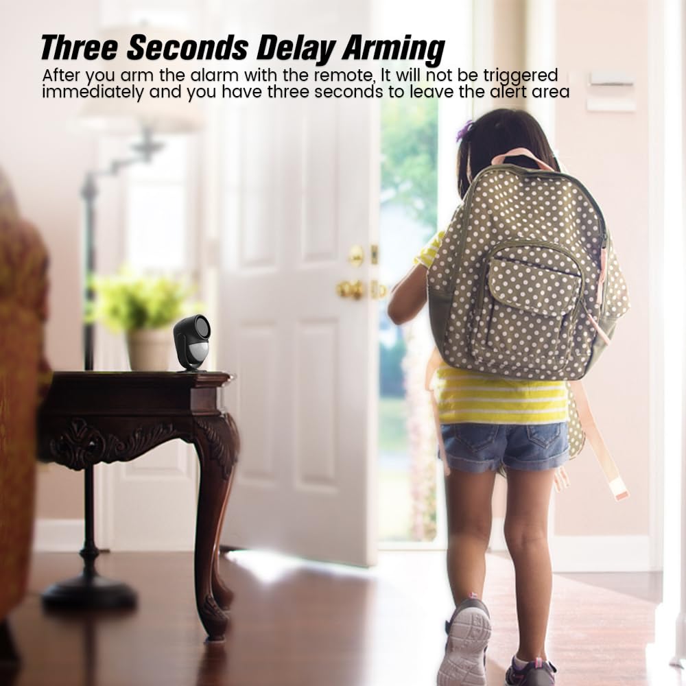 **125dB Loud Wireless Motion Sensor Alarm with 328ft Remote Control - 40ft PIR Detector, Battery-Powered (3xAA) - Indoor/Outdoor Security Siren for Home, Shed, Garage, Office (Black) - Protect Against Intruders & Burglars**