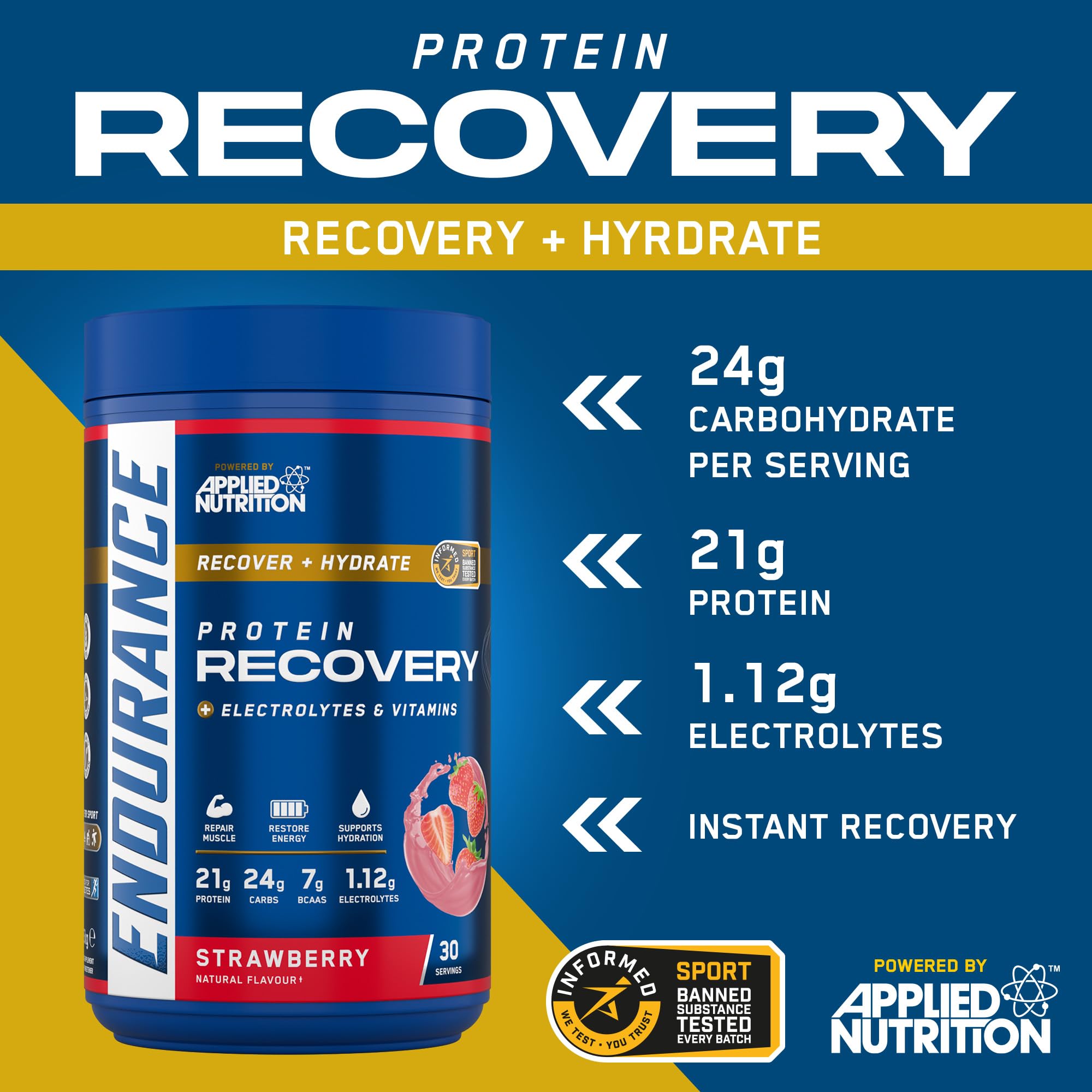 Applied Nutrition Endurance Recovery Powder 1500g - Post-Workout Muscle Recovery & Energy Boost for Athletes & Fitness Enthusiasts