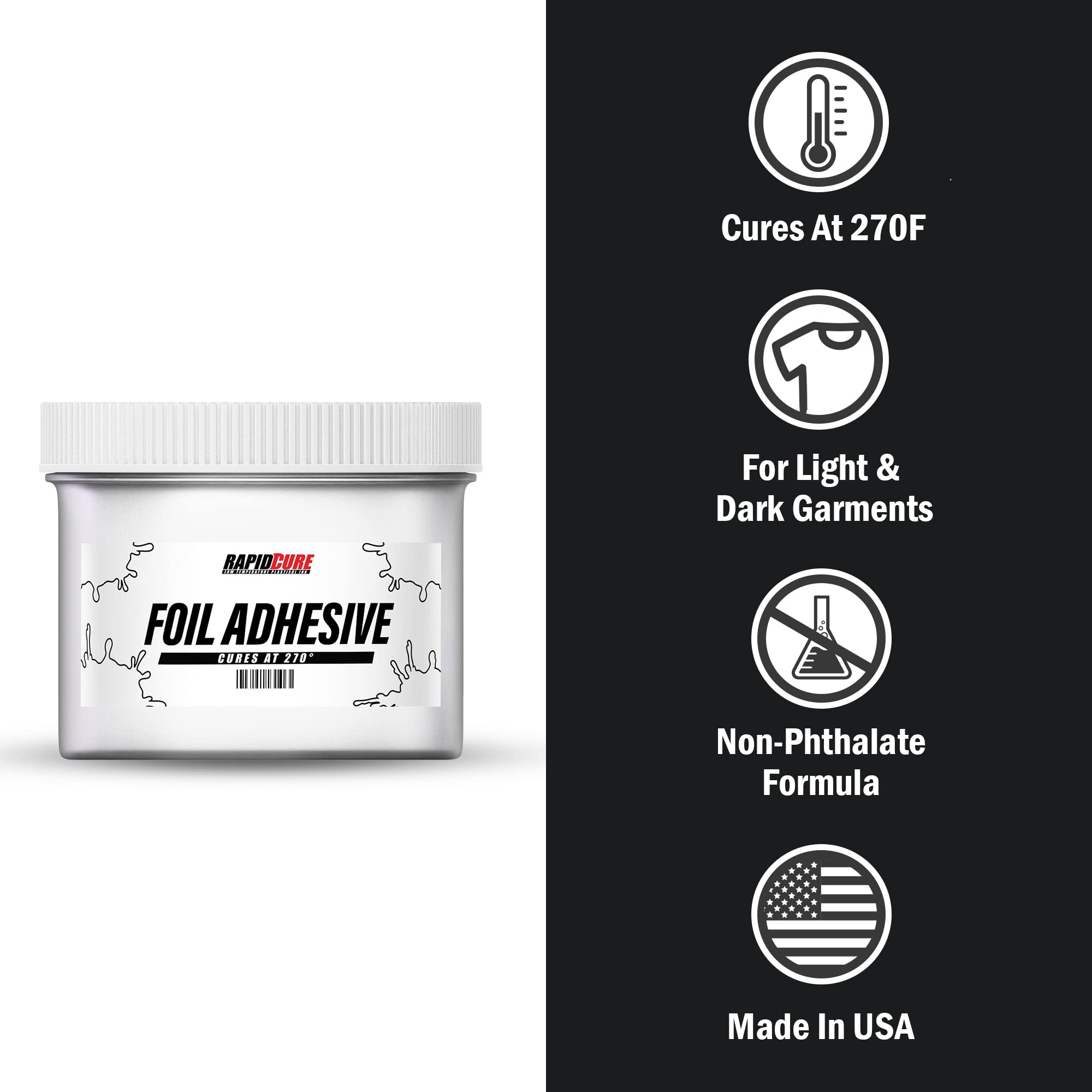 Rapid Cure® Screen Printing Ink Foil Adhesive (1 Gallon - 128oz) - Fast Drying Plastisol Ink for Fabric & T-Shirt Printing - Made in USA - Perfect for DIY Crafts, Custom Apparel & Professional Screen Printing