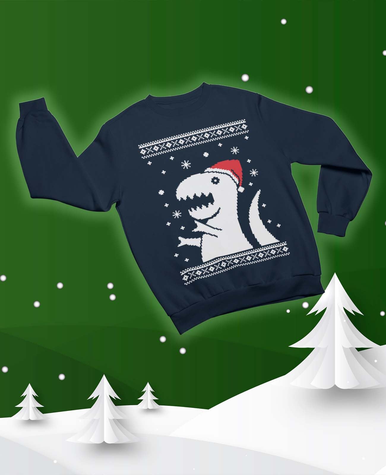 Big Trex Santa Sweatshirt for Women & Teens - Ugly Christmas Sweater for Holiday Parties