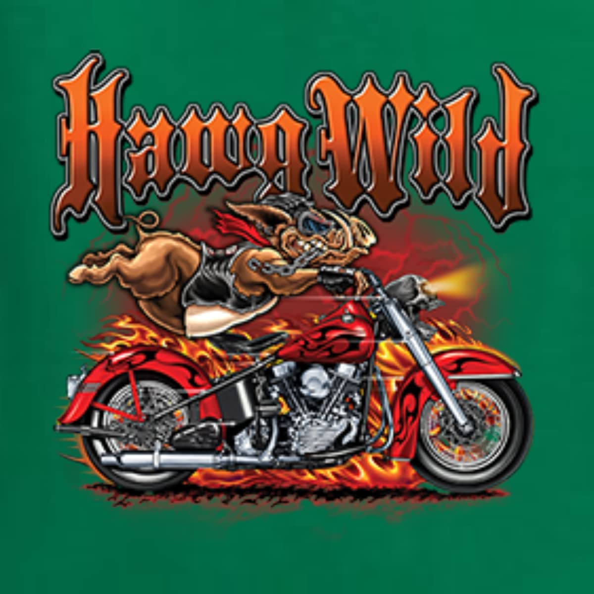 Wild Hawg Motorcycle Flaming Cars & Trucks Women's Graphic Long Sleeve T-Shirt - Biker Apparel for Riding, Casual Wear & Motorcycle Enthusiasts