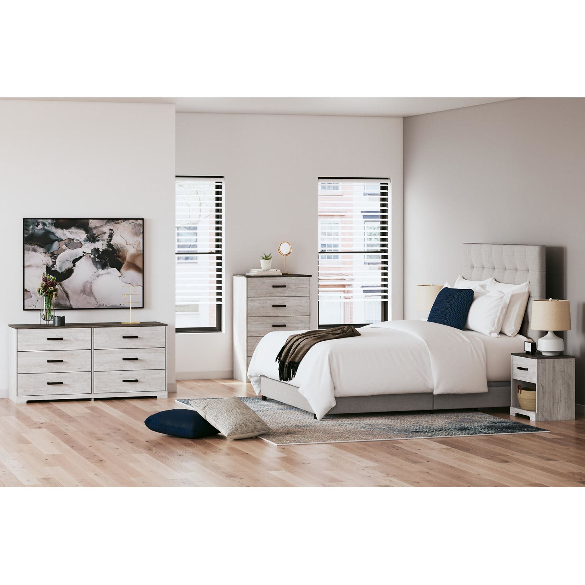 Dolante Upholstered Queen Size Bed Frame with Button Tufted Headboard - Modern Platform Bed for Bedroom, Guest Room & Master Suite