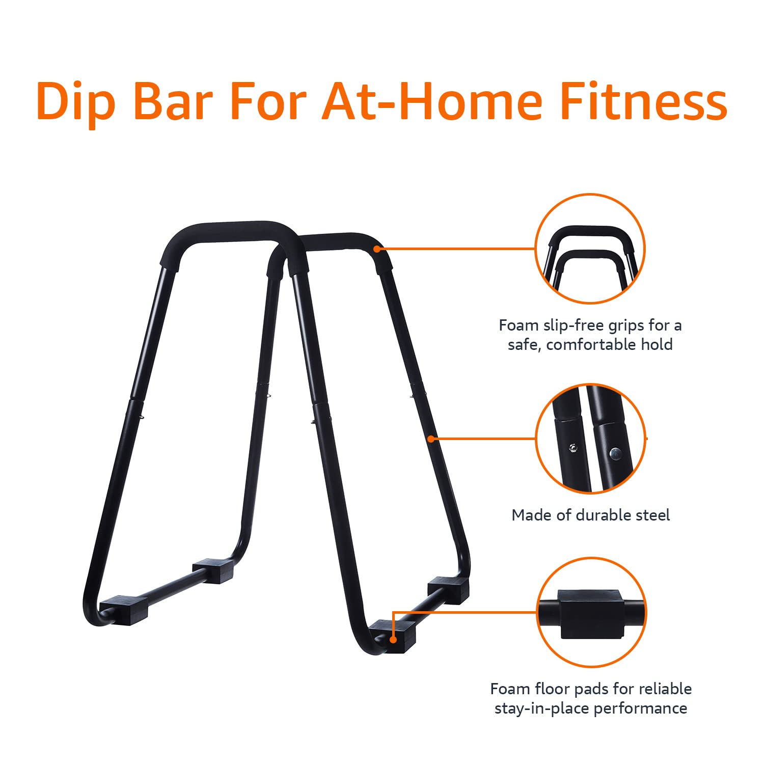 Amazon Basics Adjustable Strength Training Dip Stand - Heavy Duty Black Steel for Home Gym & Calisthenics Workout - Perfect for Pull-ups, Dips & Bodyweight Exercises