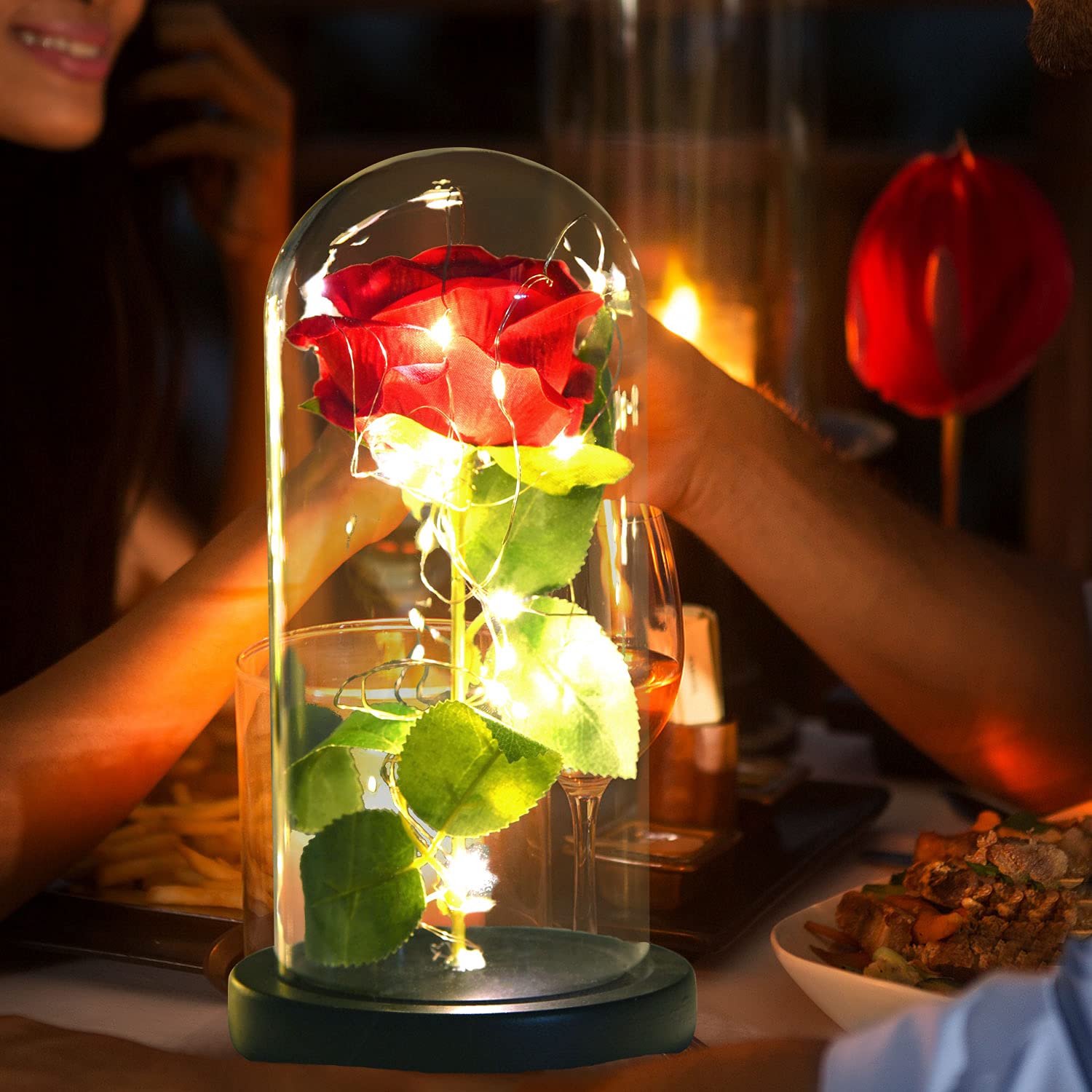 Kyoryuger Rose Red Glass Rose - Preserved Flower Gift for Valentine's Day, Birthday, Anniversary | Perfect Gift for Women, Wife, Girlfriend, Mother | Romantic Home Decor & Special Occasion Present