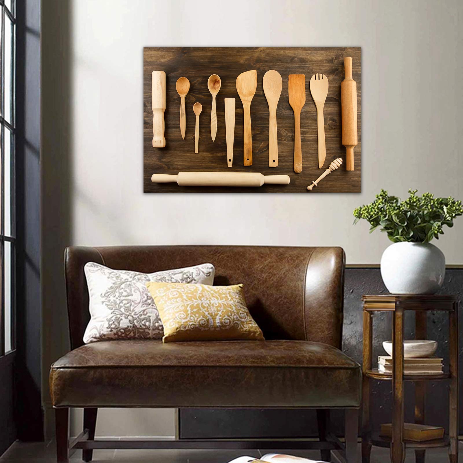 Modern Kitchen Canvas Wall Art Decor - 32x48 Inches Spoons Themed Dining Room Pictures - Perfect for Home, Restaurant & Cafe Decor