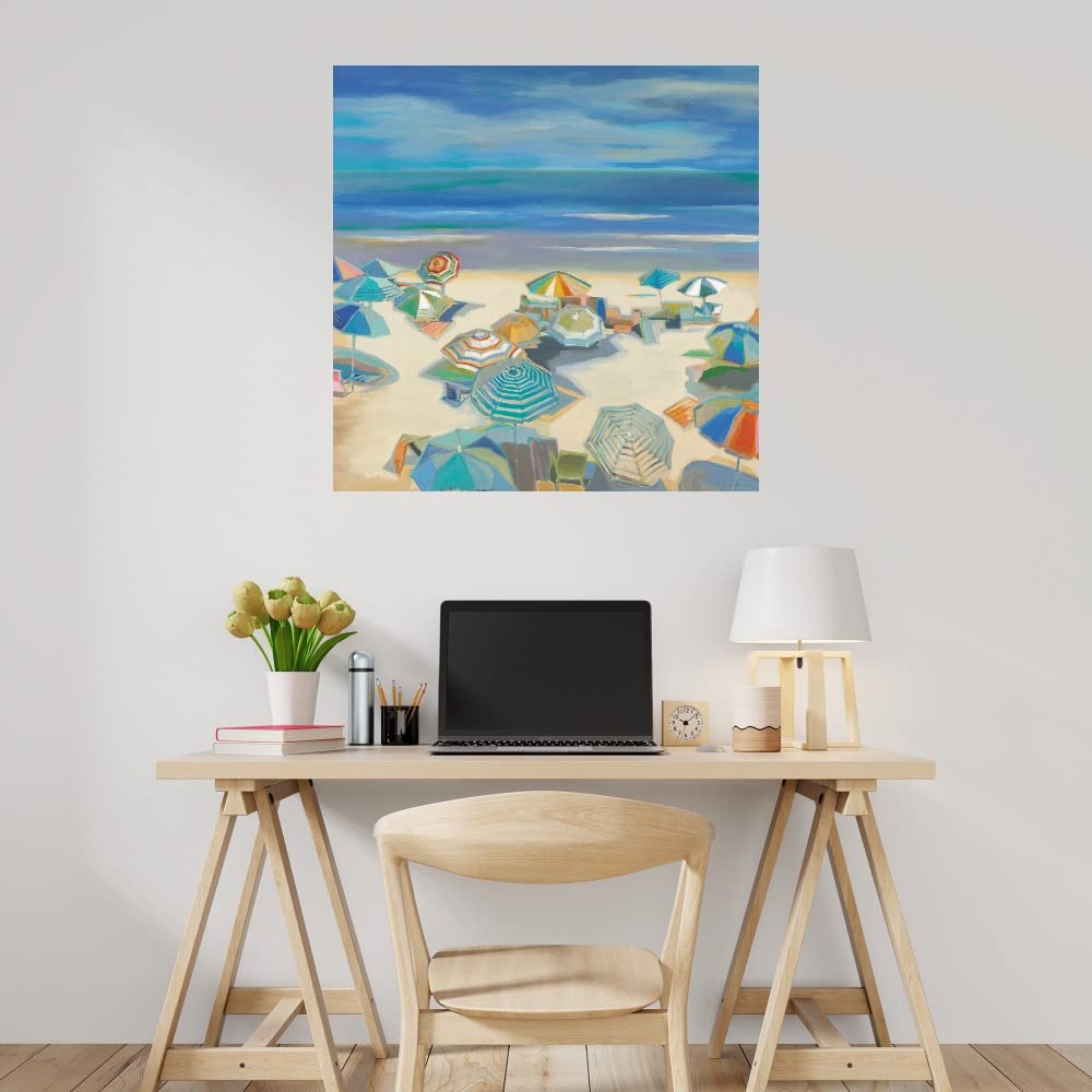 Liz Jardine Beach Party Canvas Wall Art - 22x22 Inch Ready to Hang Painting for Living Room, Bedroom, Office Decor - Coastal Theme Home & Vacation Rental Wall Decor