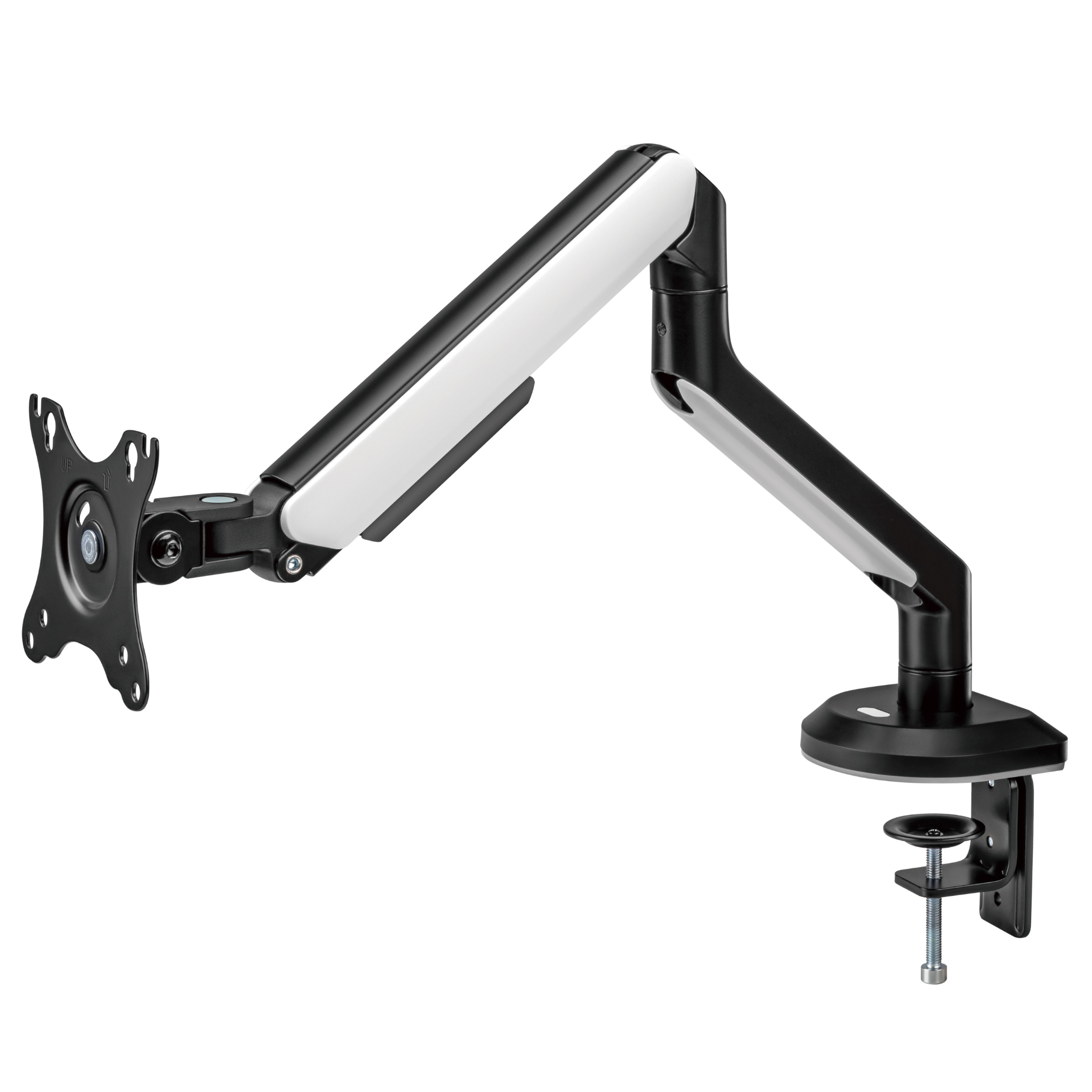 RGB Single Monitor Arm - Spring Assisted Adjustable Desk Mount for Gaming & Office Use - Ergonomic VESA 75/100mm Stand for Computer Screens (Home, Office, Gaming Setup)