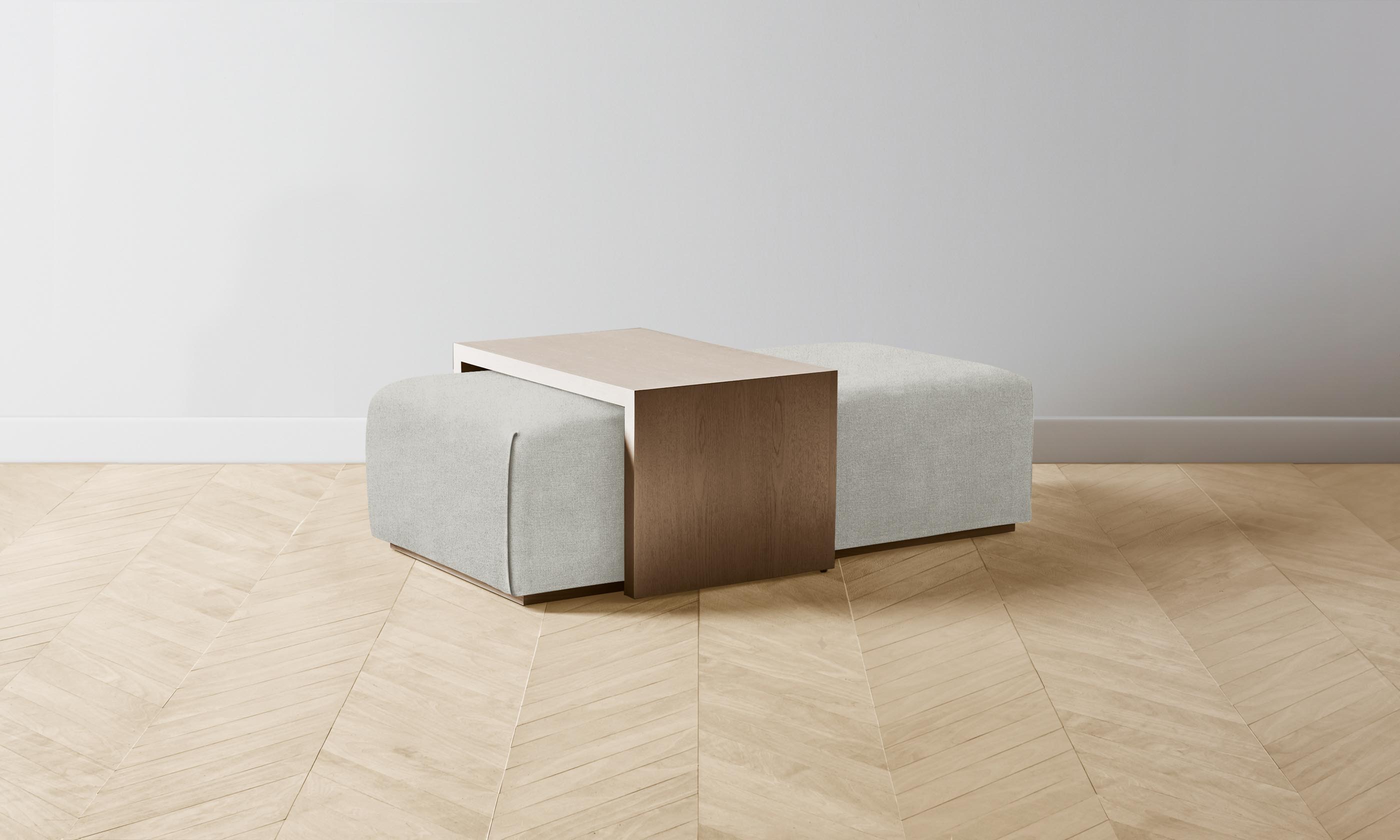 The Bowery Ottoman - Performance Mélange Weave Flint - Modern Living Room & Bedroom Accent Furniture for Home Decor