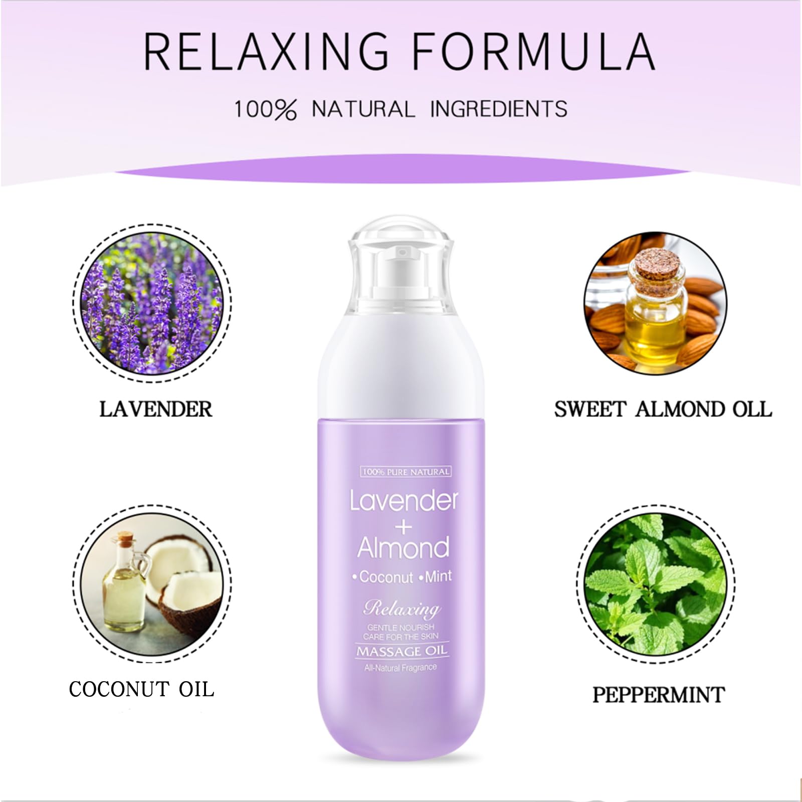 Lavender Almond Peppermint Coconut Massage Oil - Soothing & Relaxing Muscle Relief, Moisturizing Body Oil for Men & Women | Perfect for Spa Nights, Couples Massage & Post-Workout Recovery