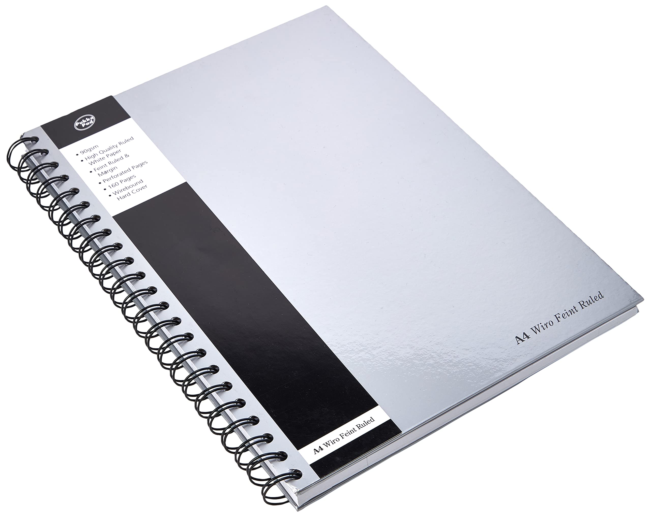 Pukka Pad A4 Wirebound Notebook - Hardback, Perforated & Ruled with Margin, 160 Pages, 90gsm Silver Refillable (Pack of 5) - Perfect for Office, School, Journaling & Note Taking