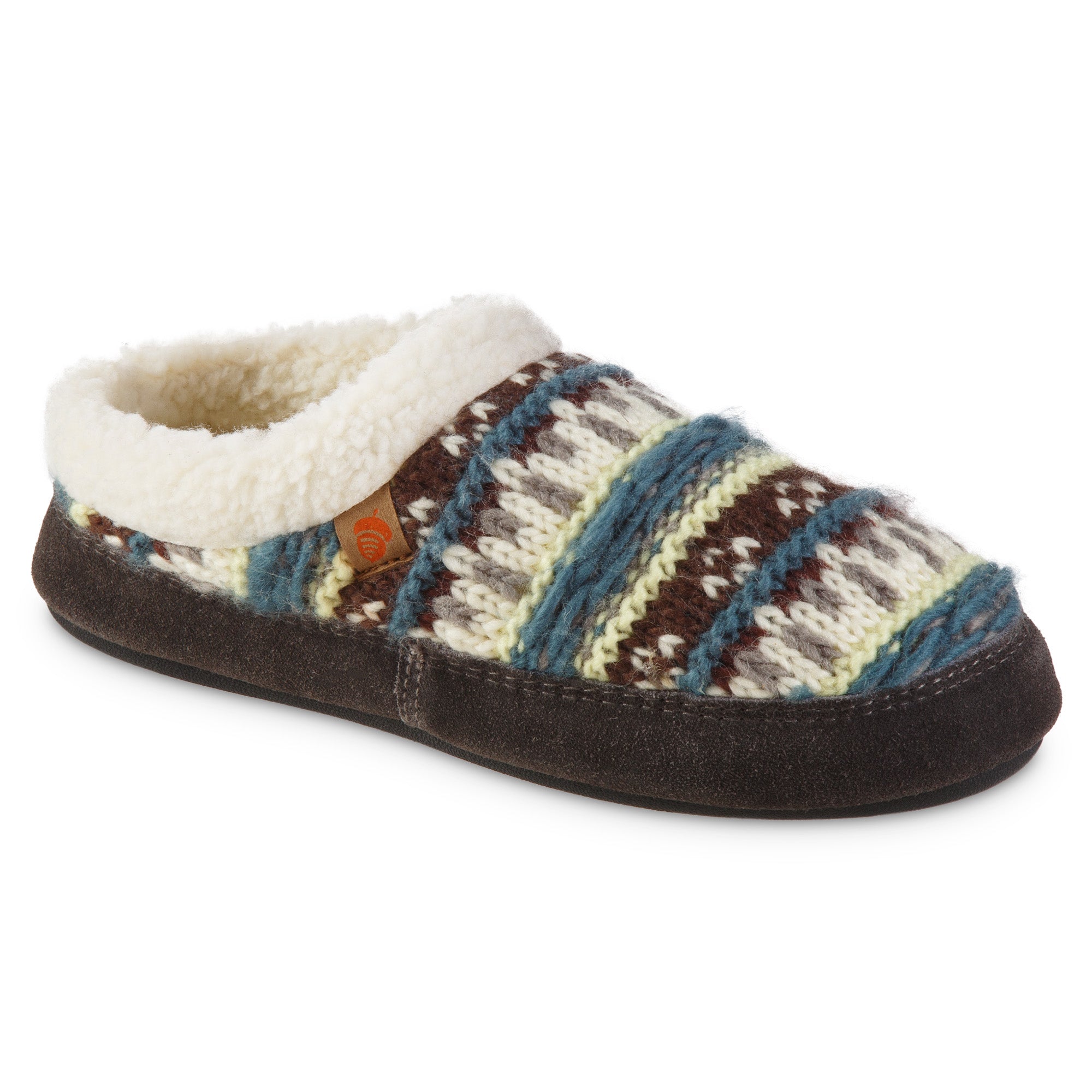 Women's Fairisle Knit Clog Slippers with Non-Slip Indoor/Outdoor Sole - Cozy House Shoes for Winter, Home, Office & Errands