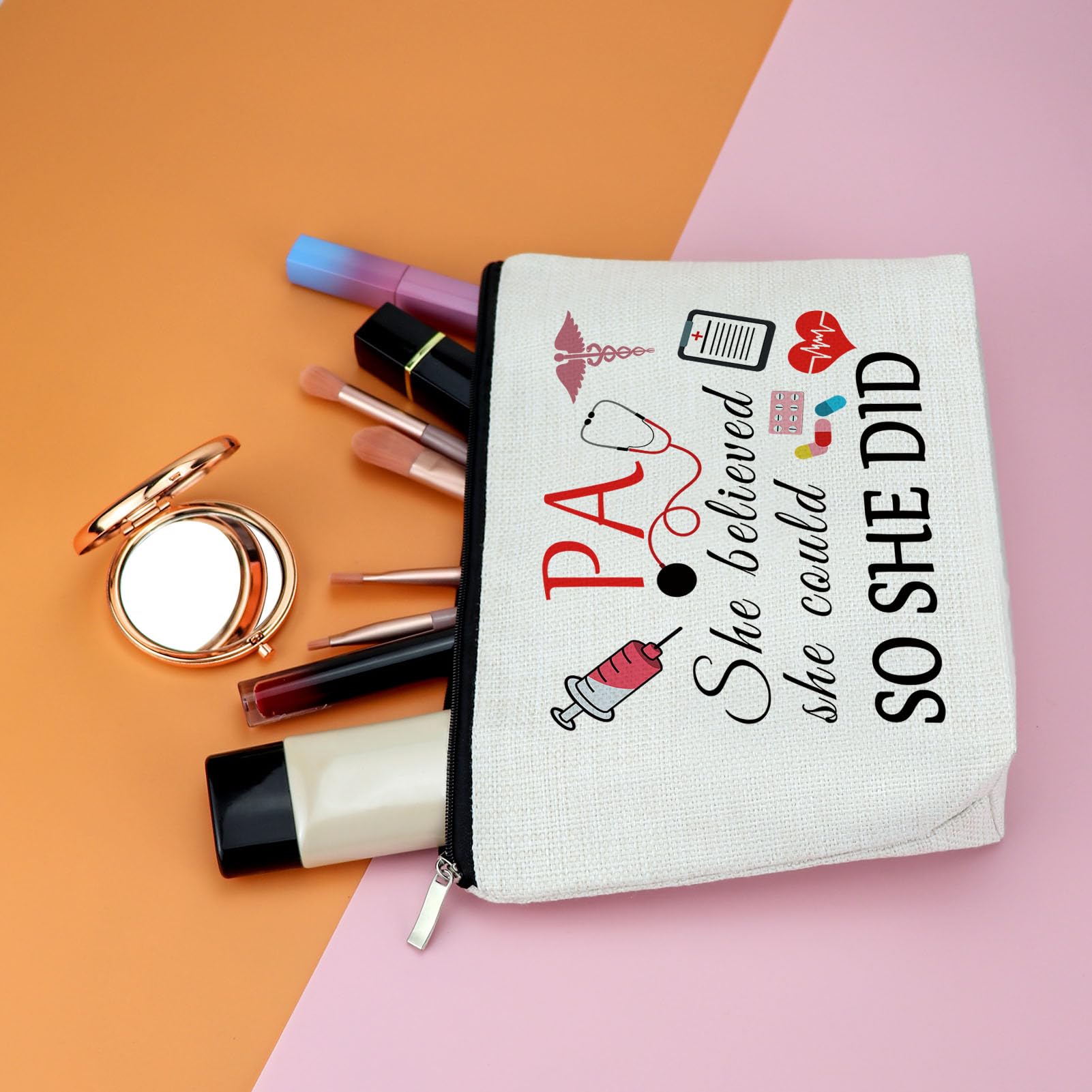 Physician Assistant Gifts for Graduation - Inspirational Travel Makeup Bag for PA, Nurse & Medical Students - Perfect for Clinical Rotations & Hospital Shifts