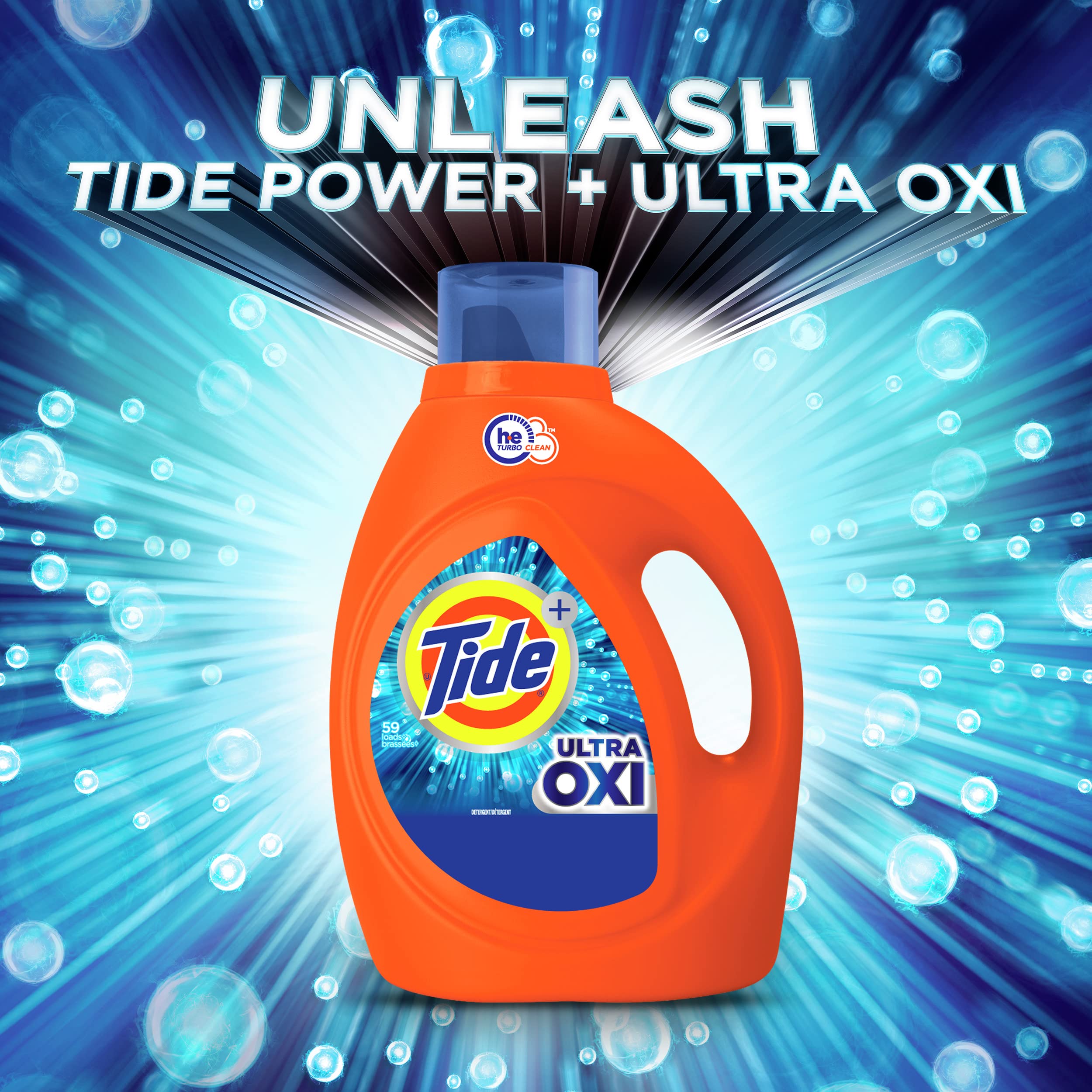 Tide Ultra Oxi Liquid Laundry Detergent - HE Compatible, 84 fl oz (59 Loads) - Powerful Stain Removal for Whites & Colors | Perfect for High-Efficiency Washers, Gym Clothes & Family Laundry