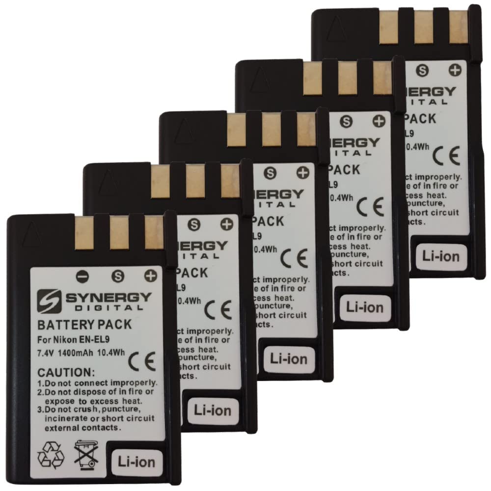 Synergy Digital Camera Batteries - 5-Pack Li-ion 7.4V 1400mAh Replacement for Power 2000 ACD-273 | Perfect for Travel Photography, Vlogging & Professional Camera Use