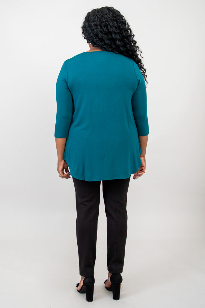 Jazz 3/4 Sleeve Women's Bamboo Top in Teal - Soft & Breathable for Yoga, Casual Wear & Summer Outfits