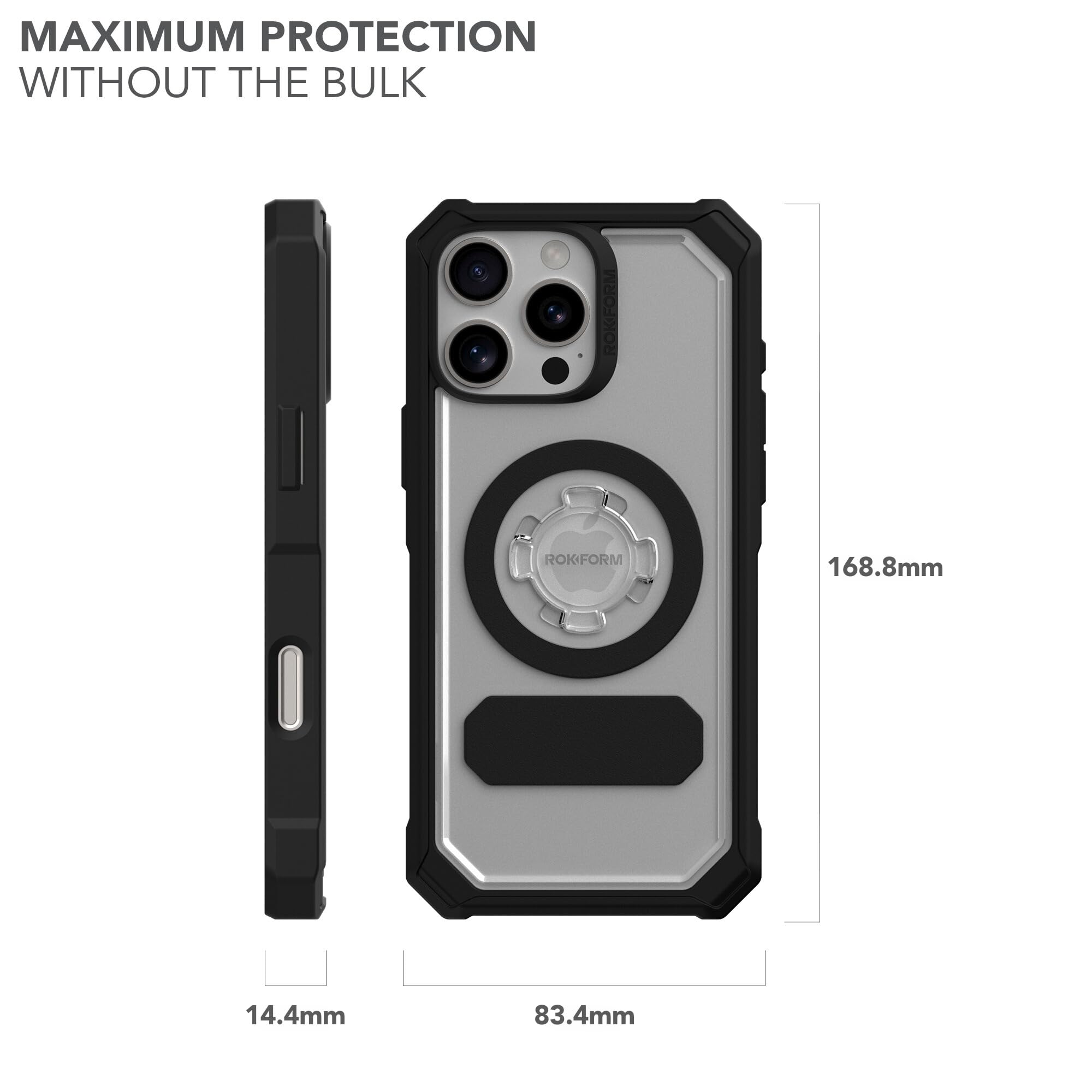 Rokform Crystal Series Magnetic Clear iPhone 16 Pro Max Case with RokLock Twist Lock - Drop Tested Armor Protection | Perfect for Outdoor Adventures, Work & Daily Use