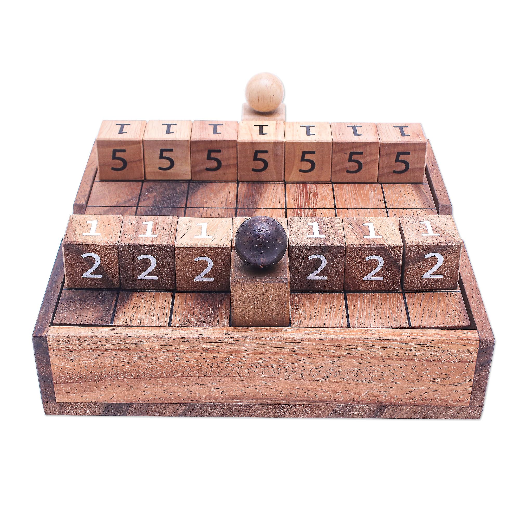 Handcarved Wooden Chess Set - Thai Raintree Brown Chess Board with Dice for 'City Battle' Game | Traditional Handmade Chess Set for Adults & Kids | Perfect for Home, Office, and Game Nights