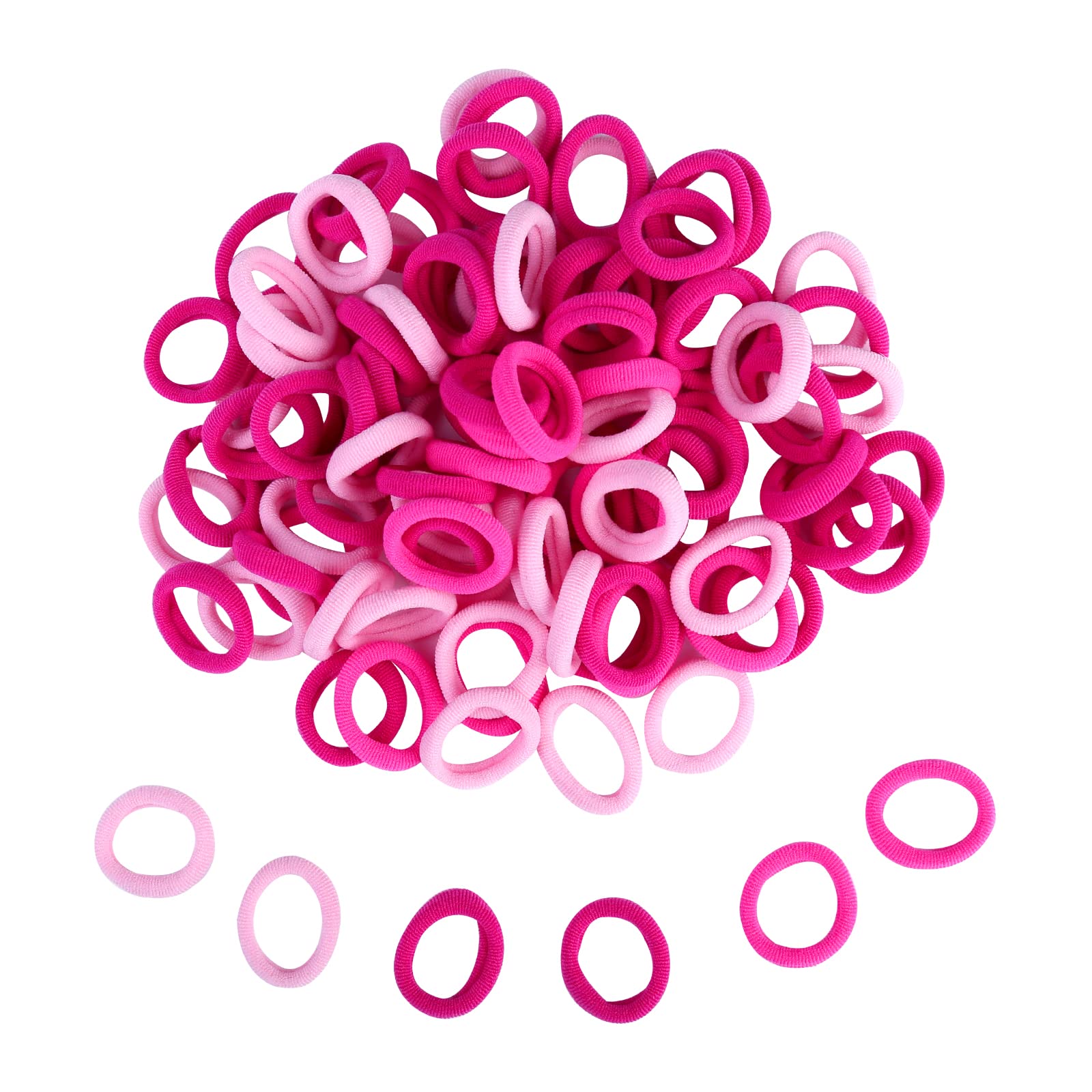 100pcs Soft Pink Baby Hair Bands for Toddlers & Girls - Gentle Elastic Hair Ties & Ponytail Holders for Everyday Use, School & Special Occasions
