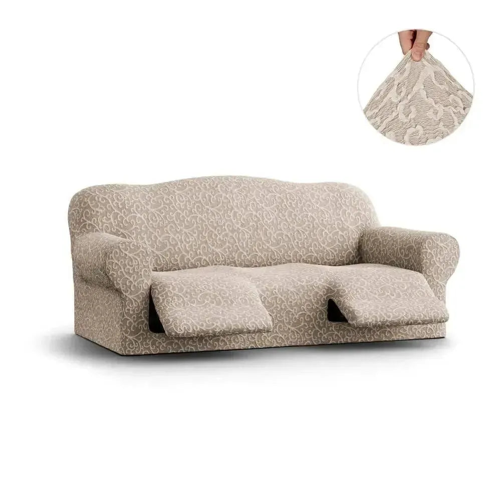 3 Seater Recliner Slipcover - Jacquard 3D Collection Sofa Cover | Stretchable Furniture Protector for Living Room, Home Theater & Family Room