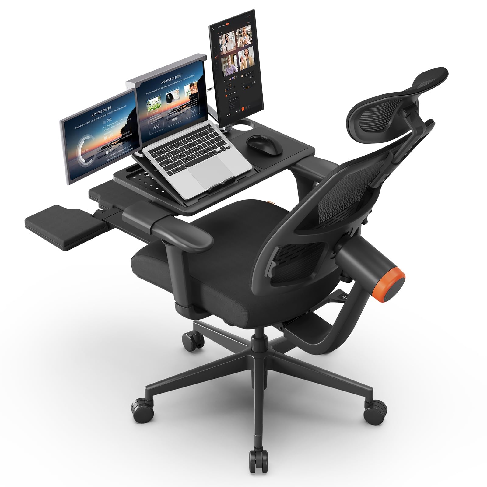 Newtral Ergonomic Office Chair - High Back Mesh Computer Desk Chair with Adjustable Lumbar Support & Footrest - Perfect for Home Office, Gaming, and Long Work Sessions (Includes Laptop Table)