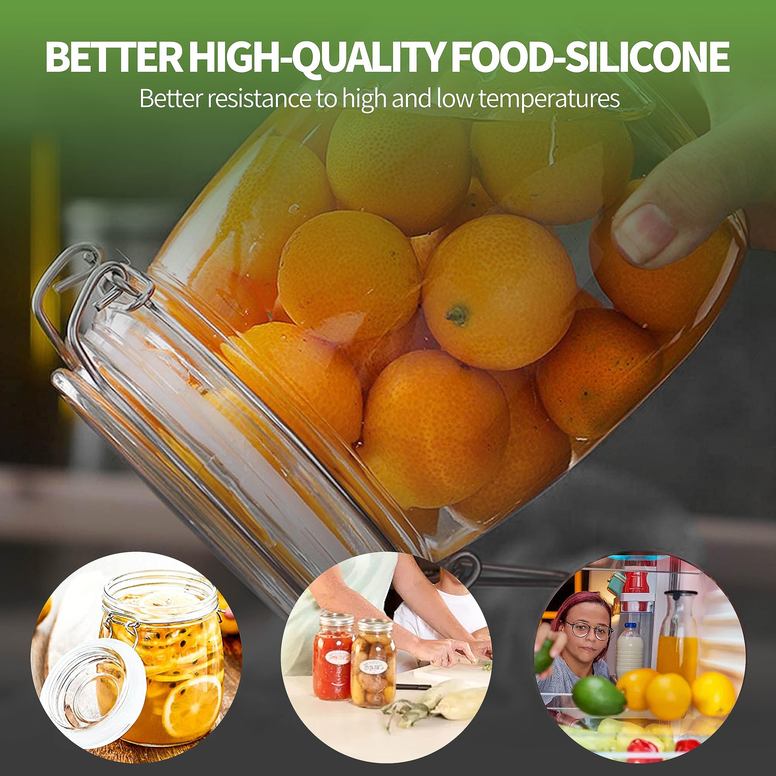 20-Pack Reusable Food-Grade Silicone Seals for Mason Jars - Leak-Proof Regular Mouth (2-3/4