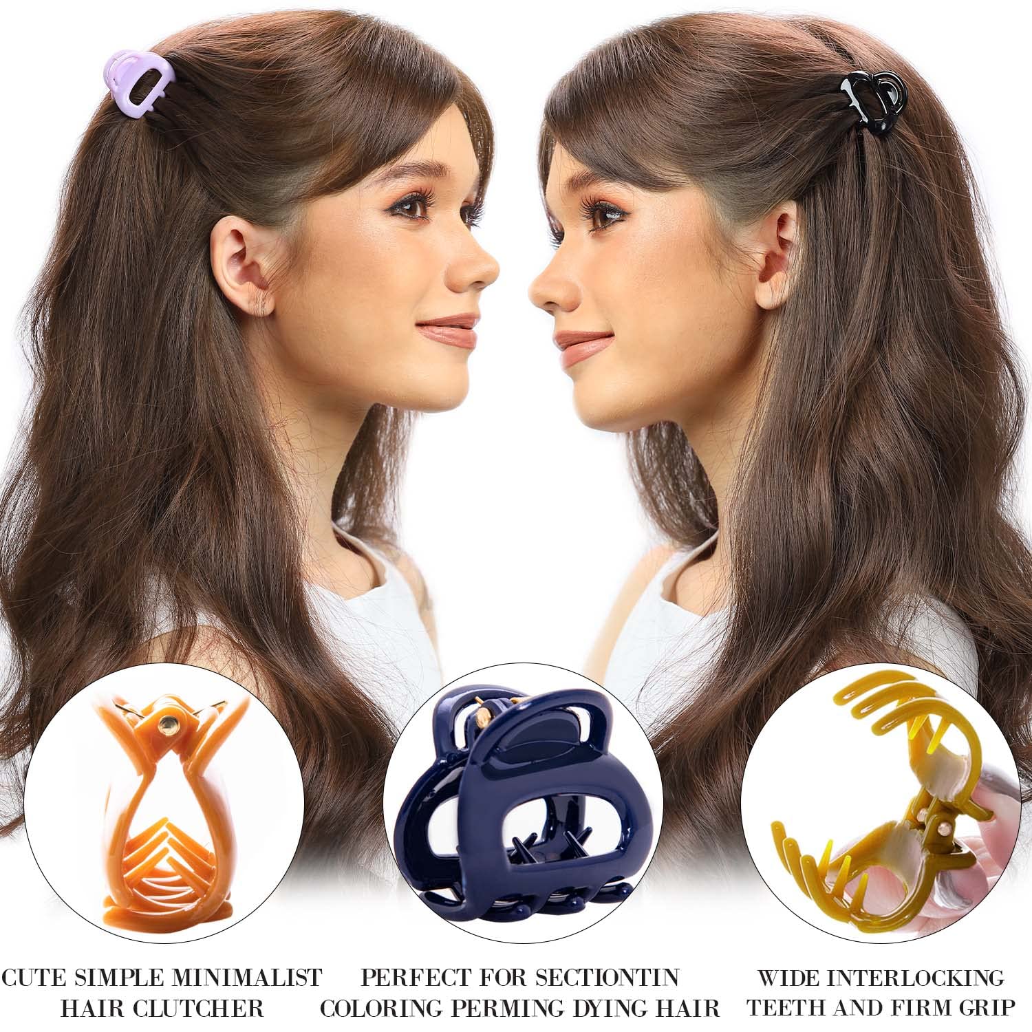 12 Pcs Women's Fashion Hair Clips - Strong Hold Hollow Jaw Claw Barrettes for Styling, Small Multicolor Hair Accessories | Perfect for Sectioning, Updos, Ponytails & Everyday Hairstyles