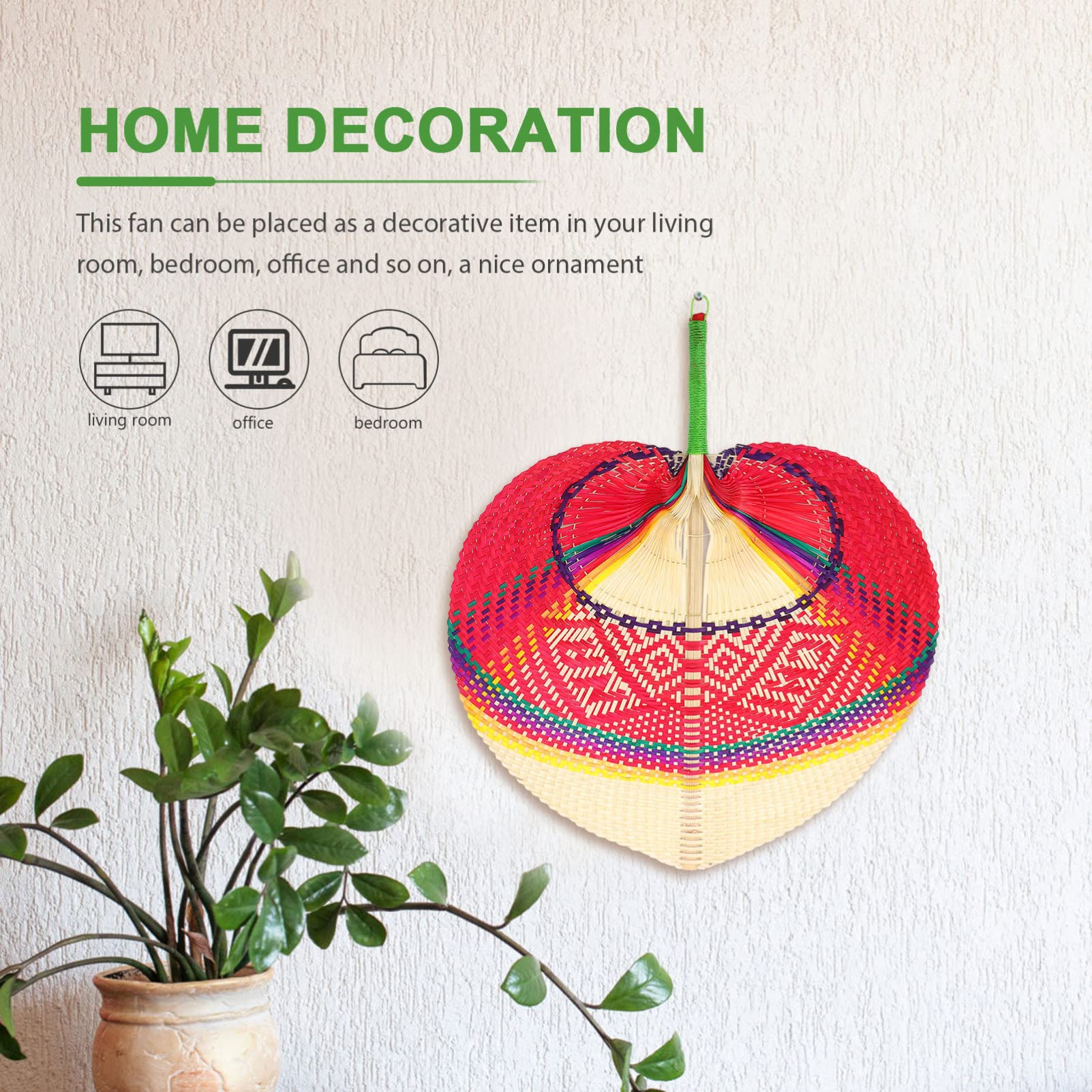 Natural Handwoven Cattail Cooling Fan - Eco-Friendly Bamboo Woven Pu Fan for Summer, Outdoor & Home Decor - Peach Shape Decorative Fan for Patio, Beach, and Indoor Cooling