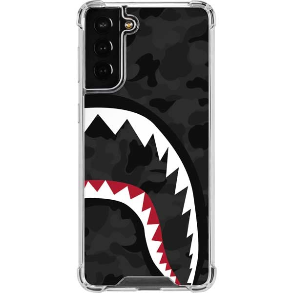 Skinit Clear Protective Phone Case for Samsung Galaxy S22 Plus - Shark Teeth Grey Street Camo Design | Slim Shockproof Cover for Everyday Use & Outdoor Activities