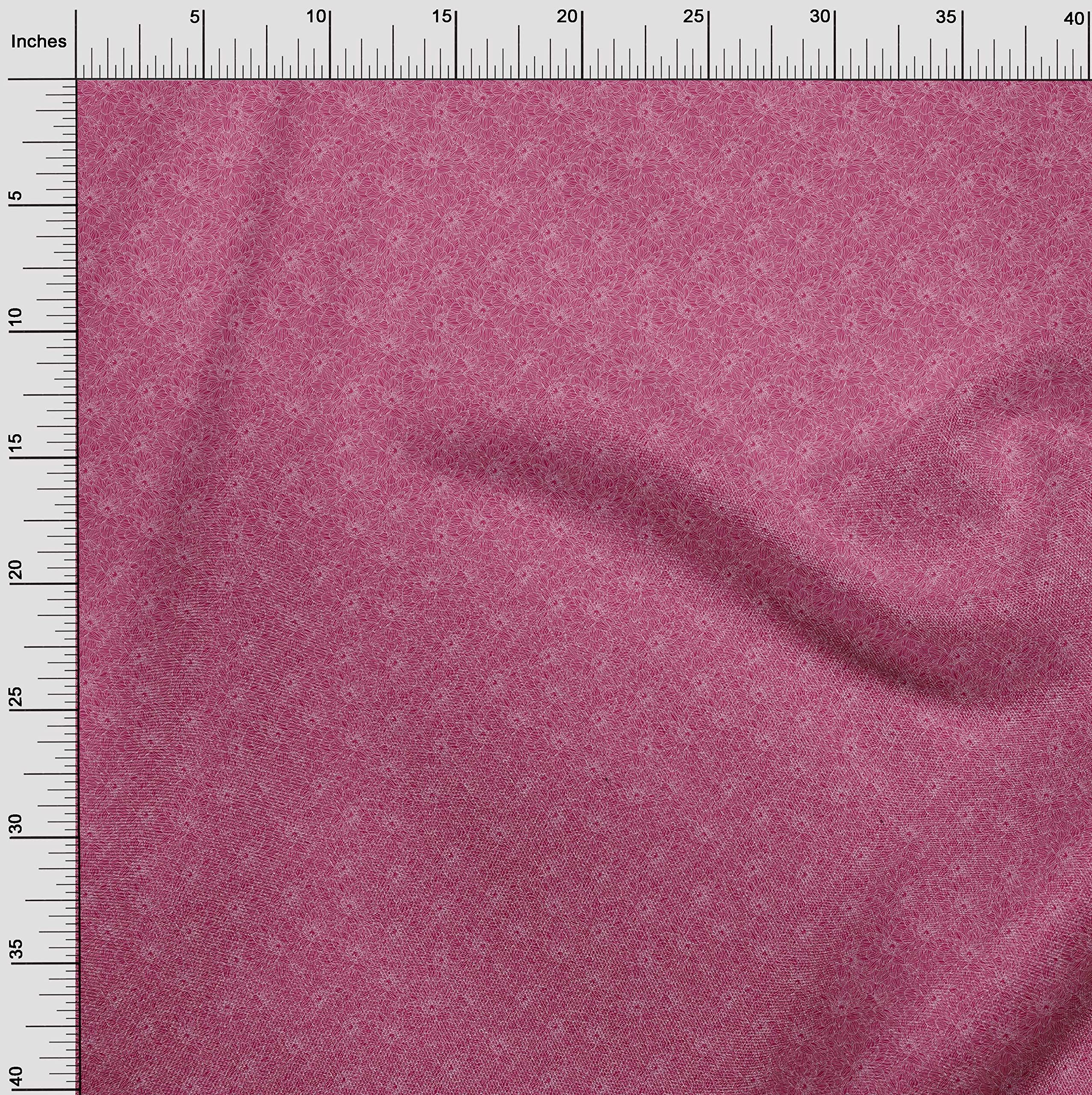 oneOone Cotton Cambric Pink Abstract Floral Print Fabric by The Yard - 42 Inch Wide Soft Dress Material for DIY Clothing, Quilting & Home Decor Projects