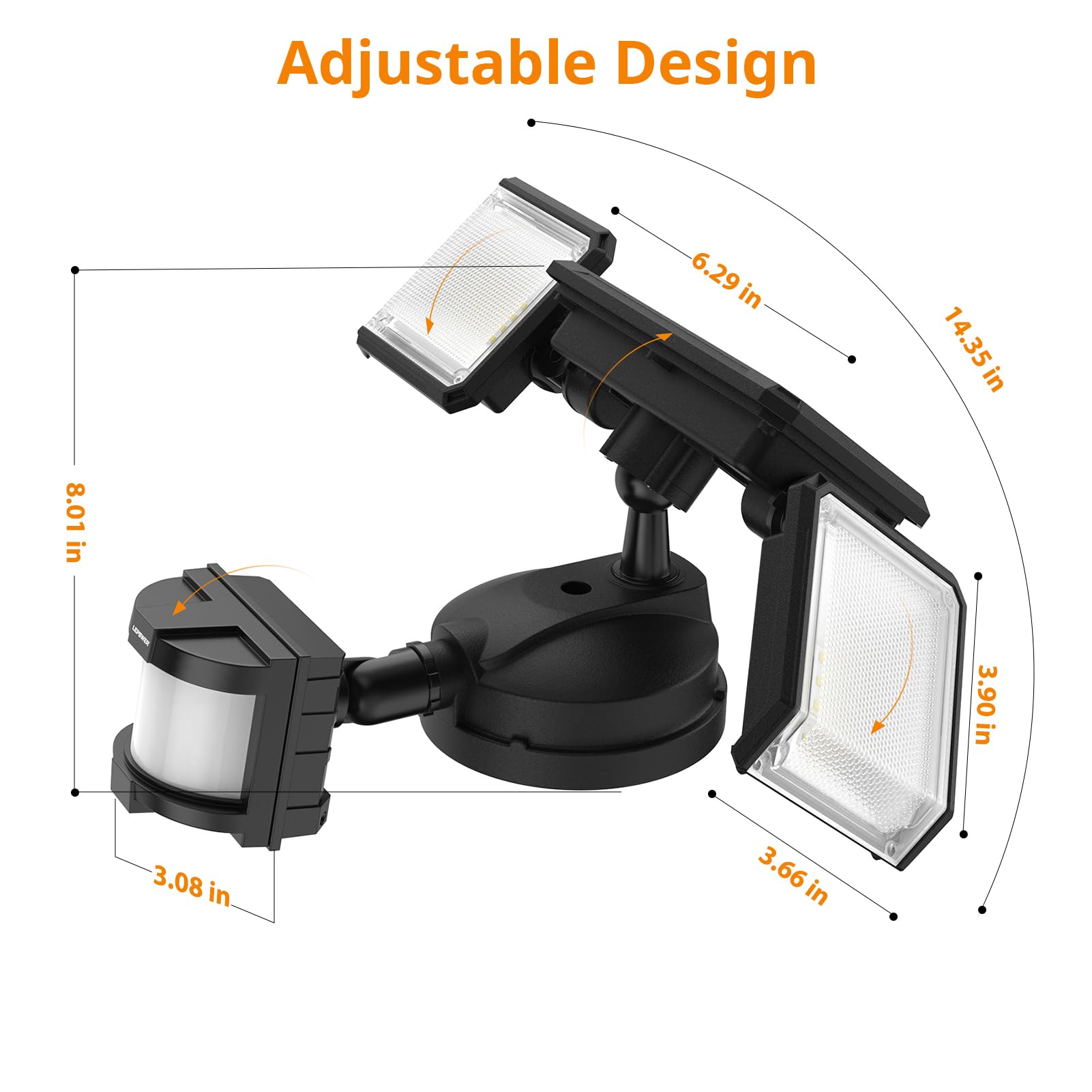 LEPOWER 45W LED Flood Lights with Motion Sensor - 4800LM Bright Security Light, 5000K Daylight White, IP65 Waterproof, 3 Modes (Dusk to Dawn, Motion Activated, Continuous On) - Perfect for Outdoor Garage, Yard, Porch, and Driveway Lighting (Black)