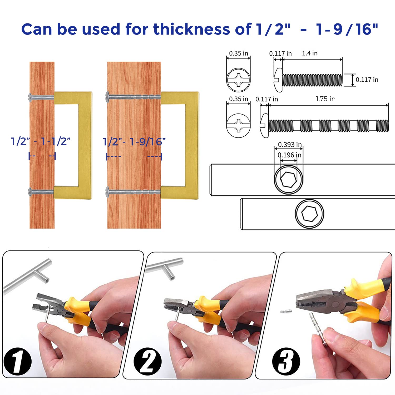 Ravinte 12 Pack 3.5 Inch Brushed Brass Square Cabinet Handles - Kitchen & Bathroom Drawer Pulls, Modern Cabinet Hardware for Home Renovation, DIY Projects & Furniture Upgrade