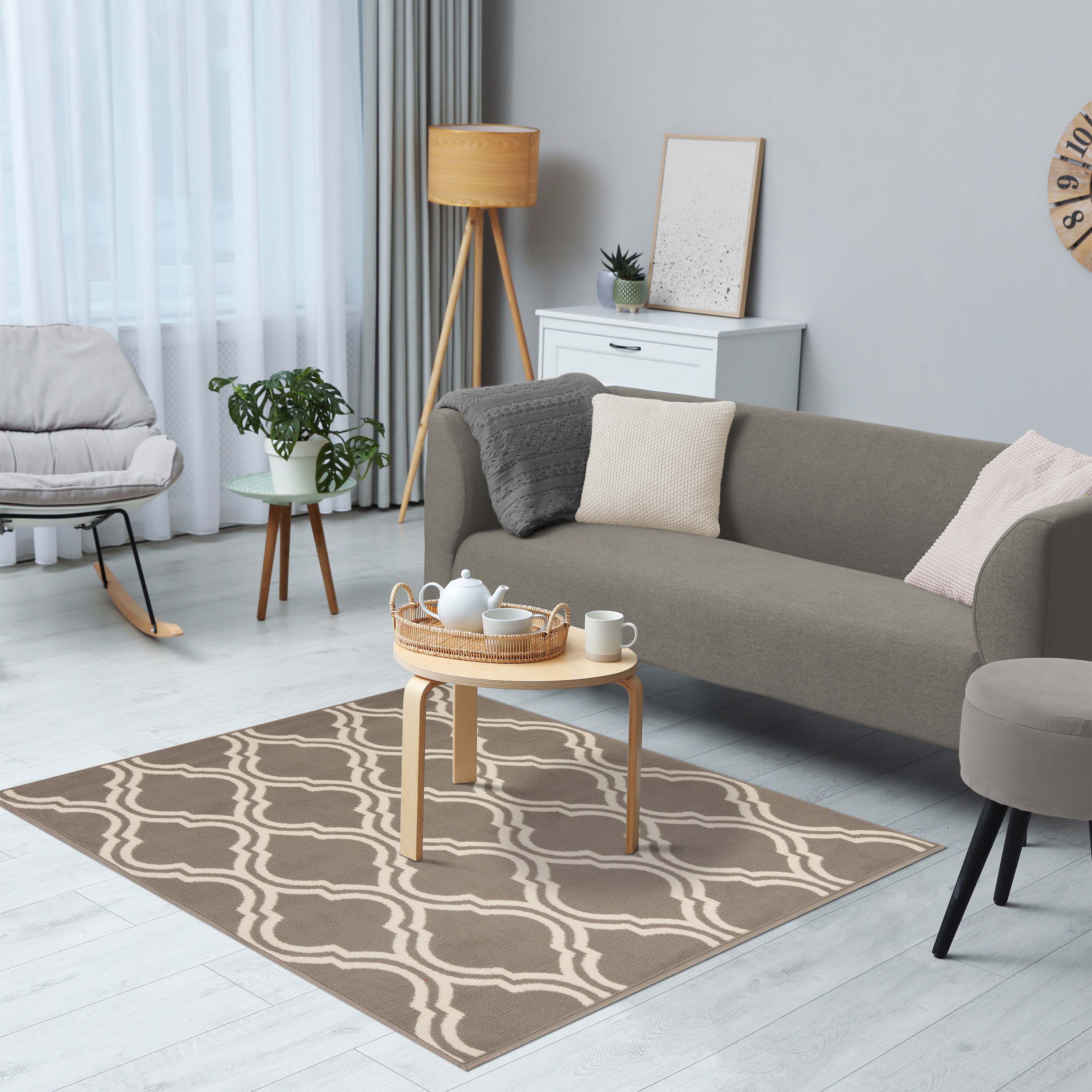 Double Trellis Indoor Area Rug - Non-Slip, Soft & Durable - Perfect for Living Room, Bedroom, or Home Office Decor