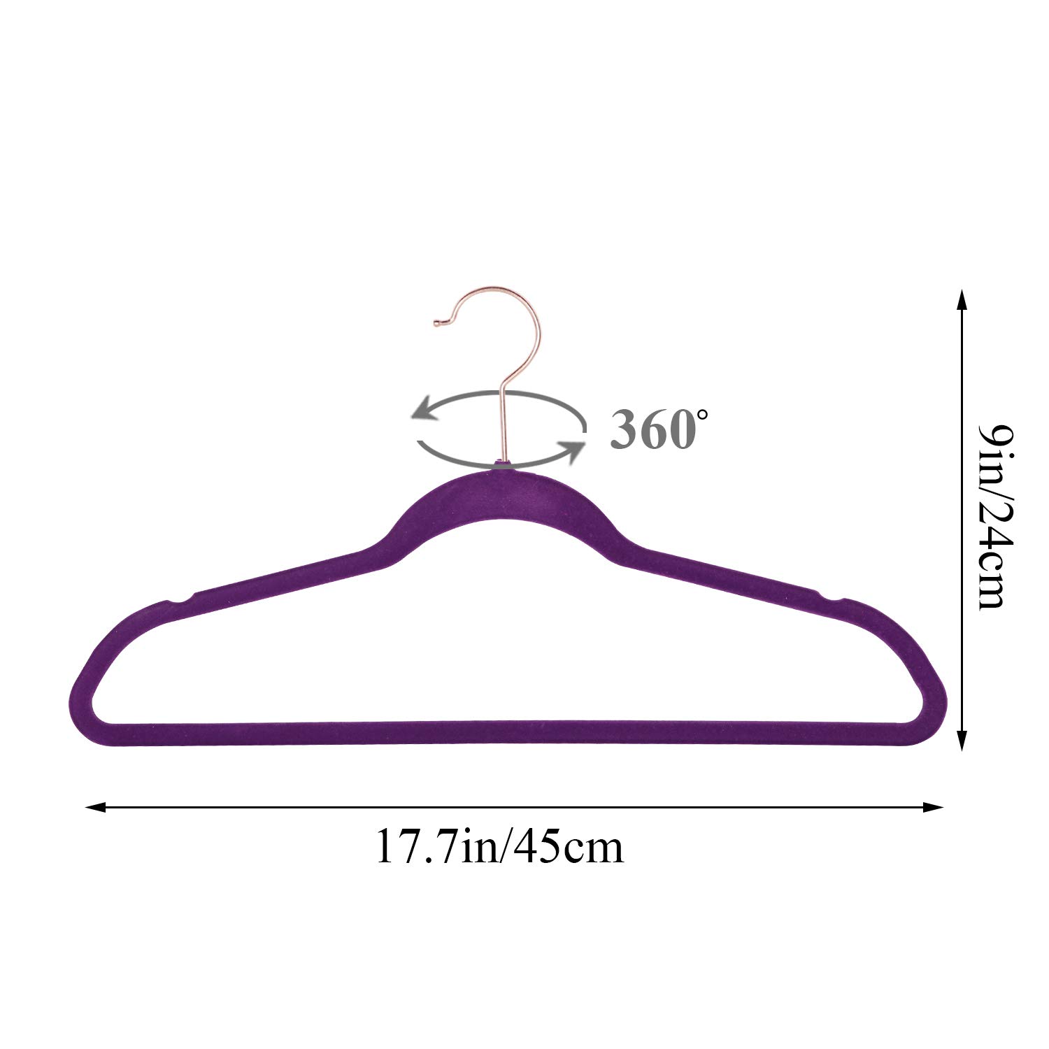 VECELO 60-Pack Premium Velvet Clothes Hangers with 8 Finger Clips & Tie Rack - Heavy Duty Non-Slip Suit Hangers for Men & Women, Space-Saving Wardrobe Organizer (Purple) - Perfect for Closet Organization, Dry Cleaning Storage & Travel Luggage Packing