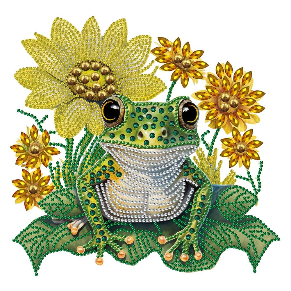 5D Diamond Painting Kits for Adults Beginners - Special Shape Crystal Rhinestones Art (12×12 inch) Frog Sunflower Design - DIY Home Wall Decor, Relaxing Craft Gift for Women & Teens | Perfect for Stress Relief, Bedroom Decor & Creative Hobbies