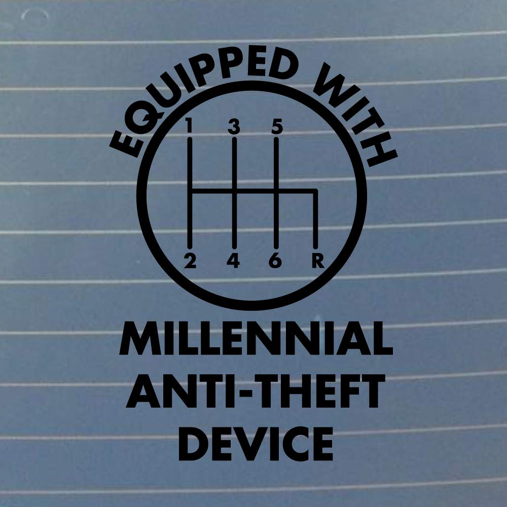 5 Inch Black Vinyl Decal for Milk Mug - Anti-Theft Millennial Design with Stick Shift | Perfect for Coffee Cups, Travel Mugs & DIY Craft Projects