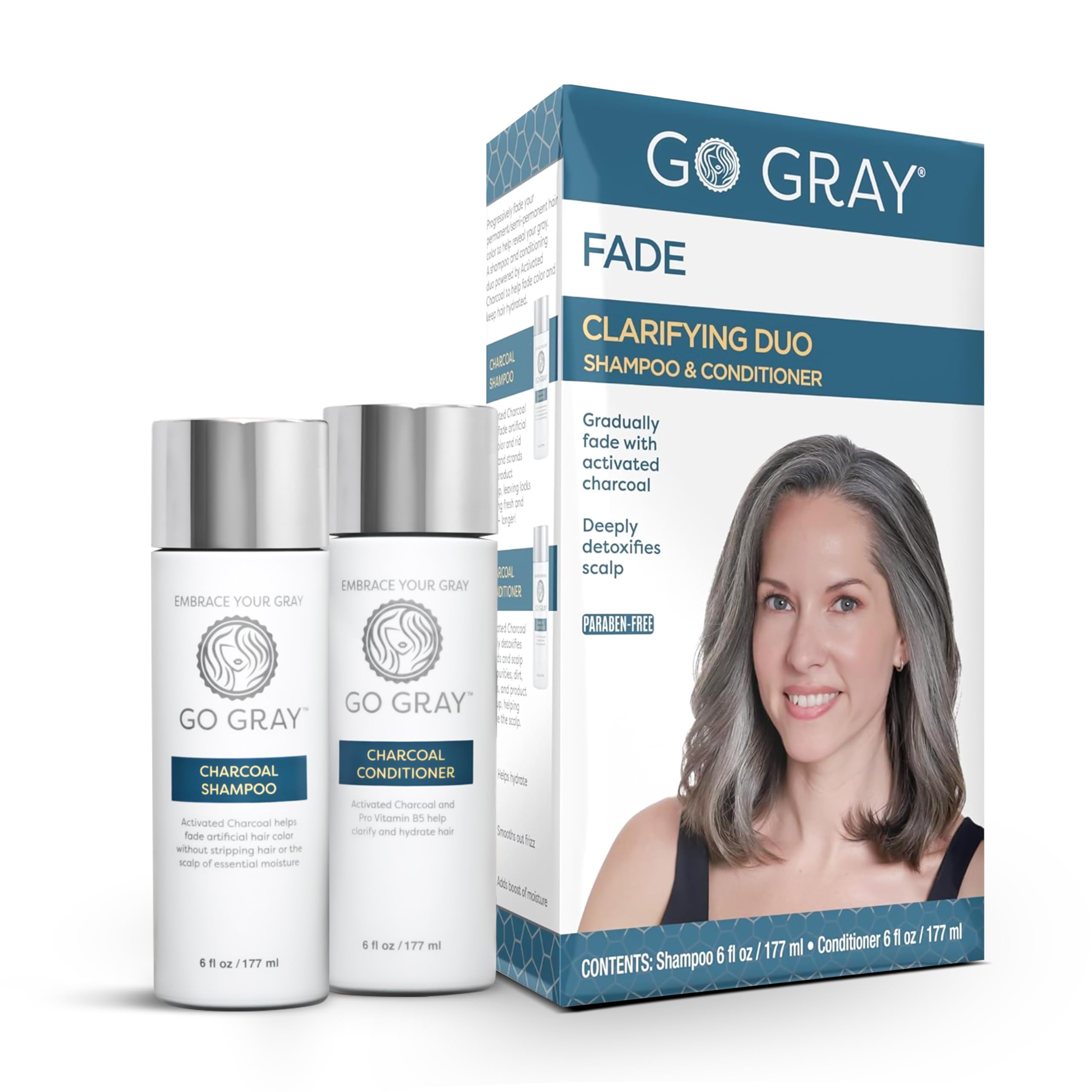 Go Gray Treatment System - Clarifying Shampoo & Conditioner Duo for Gradual Fade of Permanent & Semi-Permanent Hair Color | Perfect for Color Correction & Transitioning to Natural Gray Hair