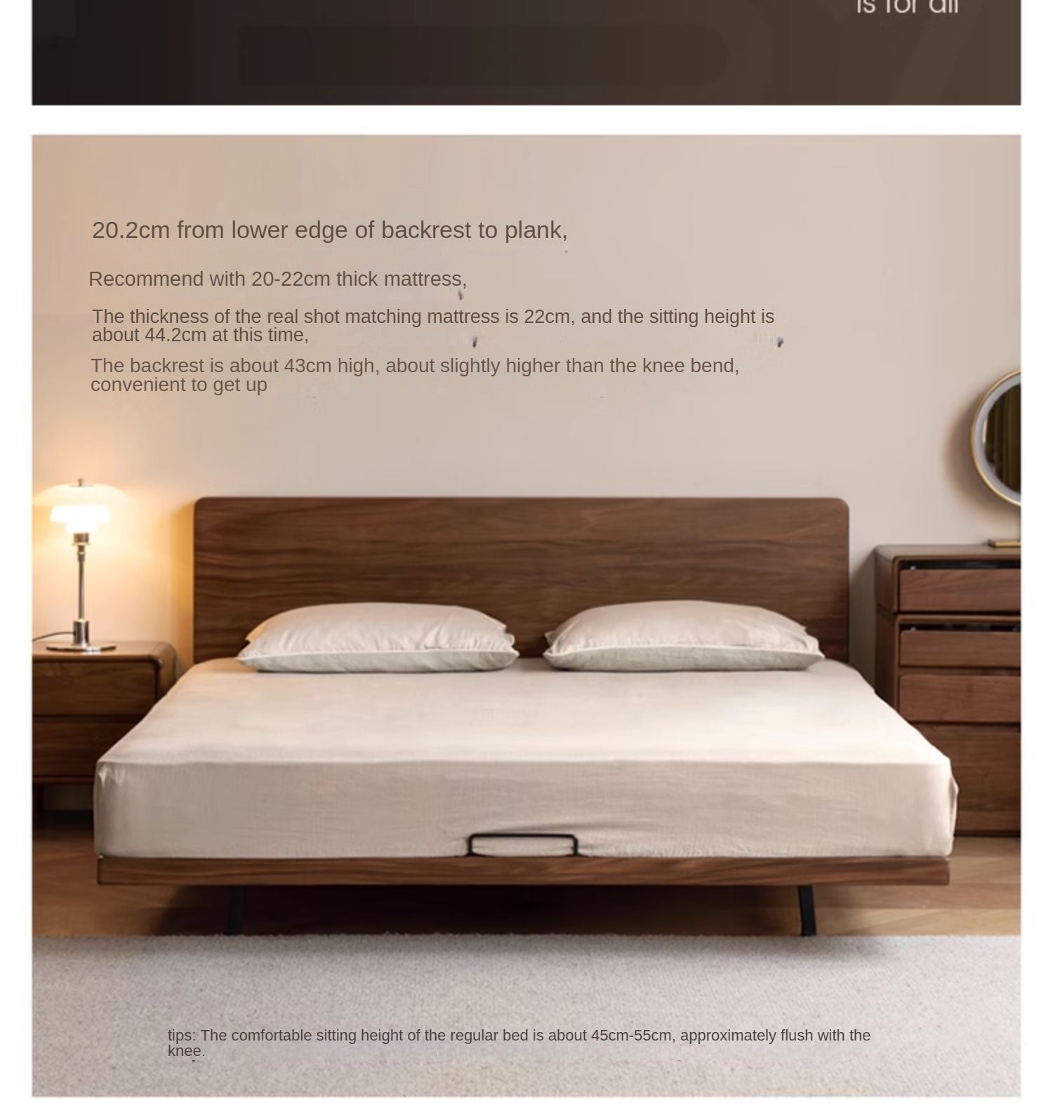Solid Oak Wood Floating Bed Frame - Modern Platform Bed with Suspended Design for Bedroom, Guest Room & Loft